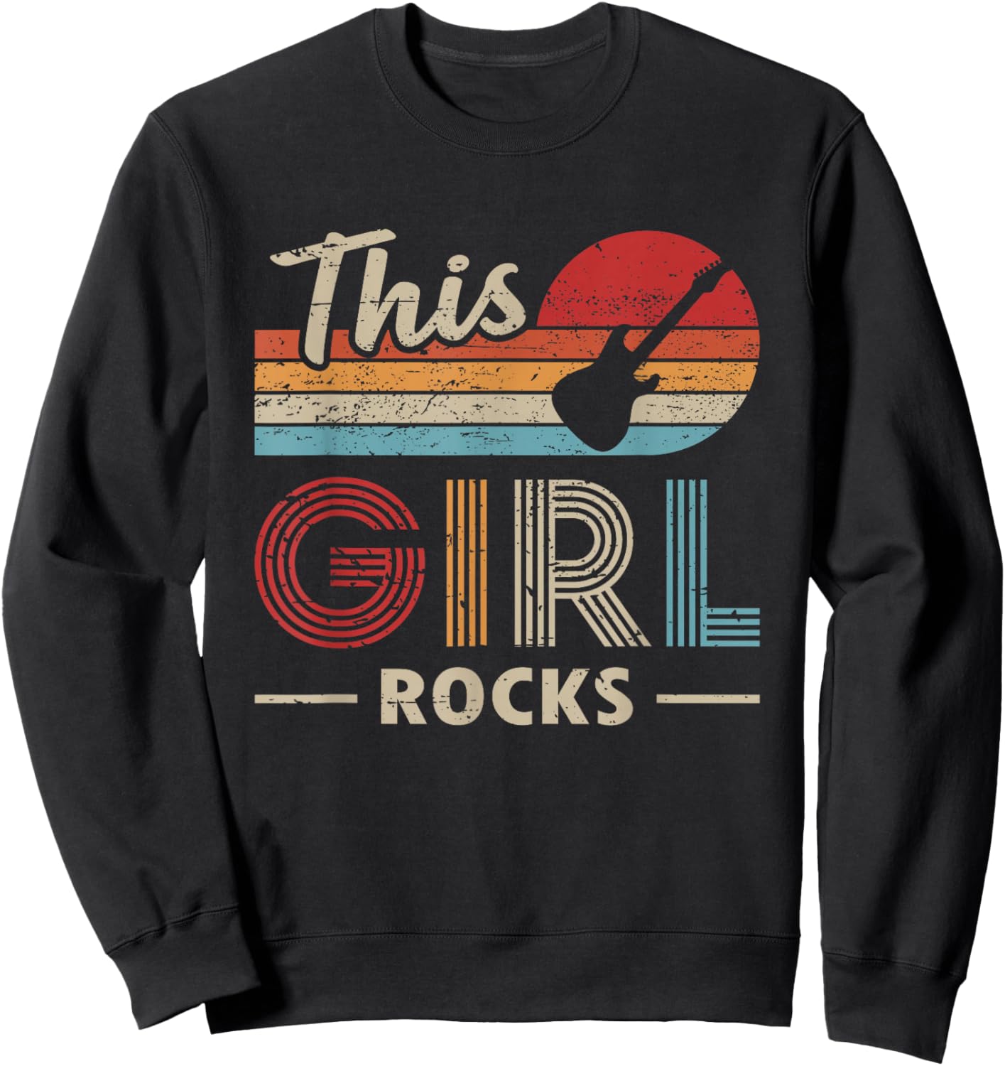 This Girl Rocks Guitar Rock N Roll Guitar Player Sweatshirt - Sweatshirt | Black