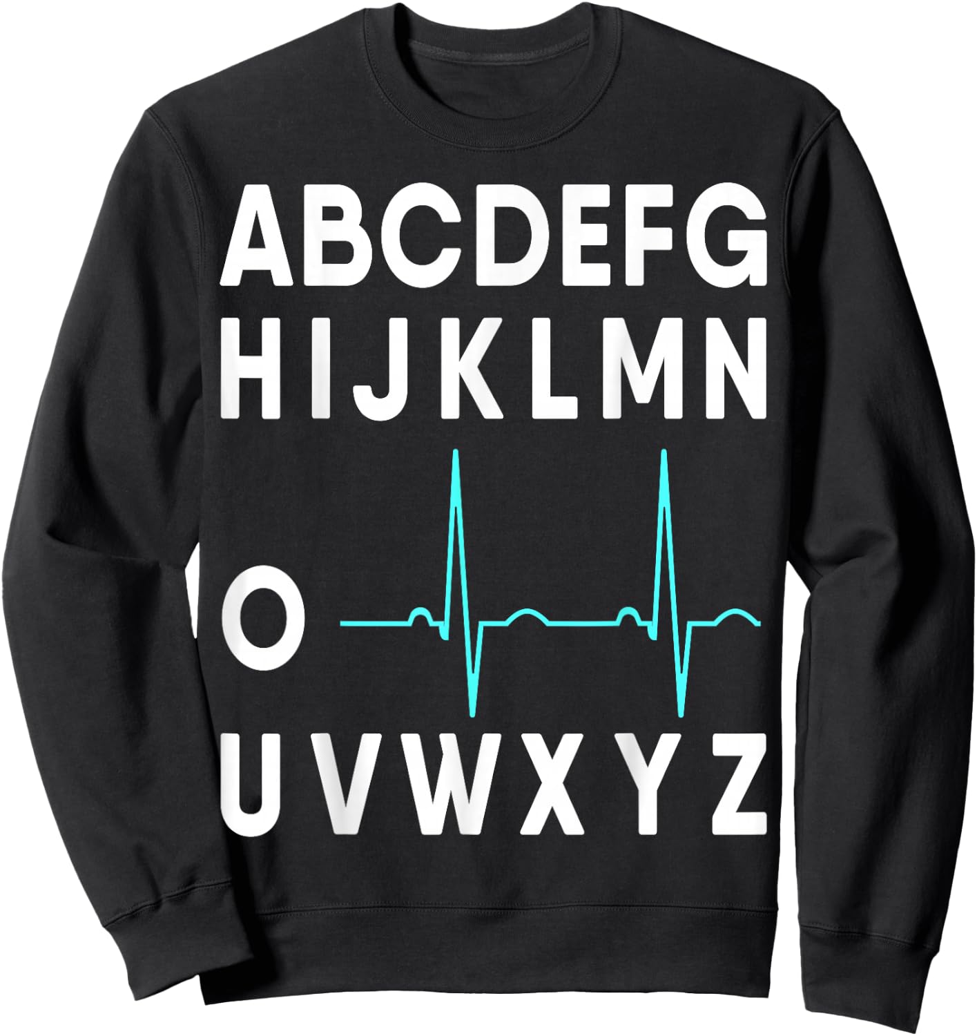 Med School Co. EKG Alphabet Heartbeat Line Doctor Nurse Sweatshirt - Sweatshirt | Black