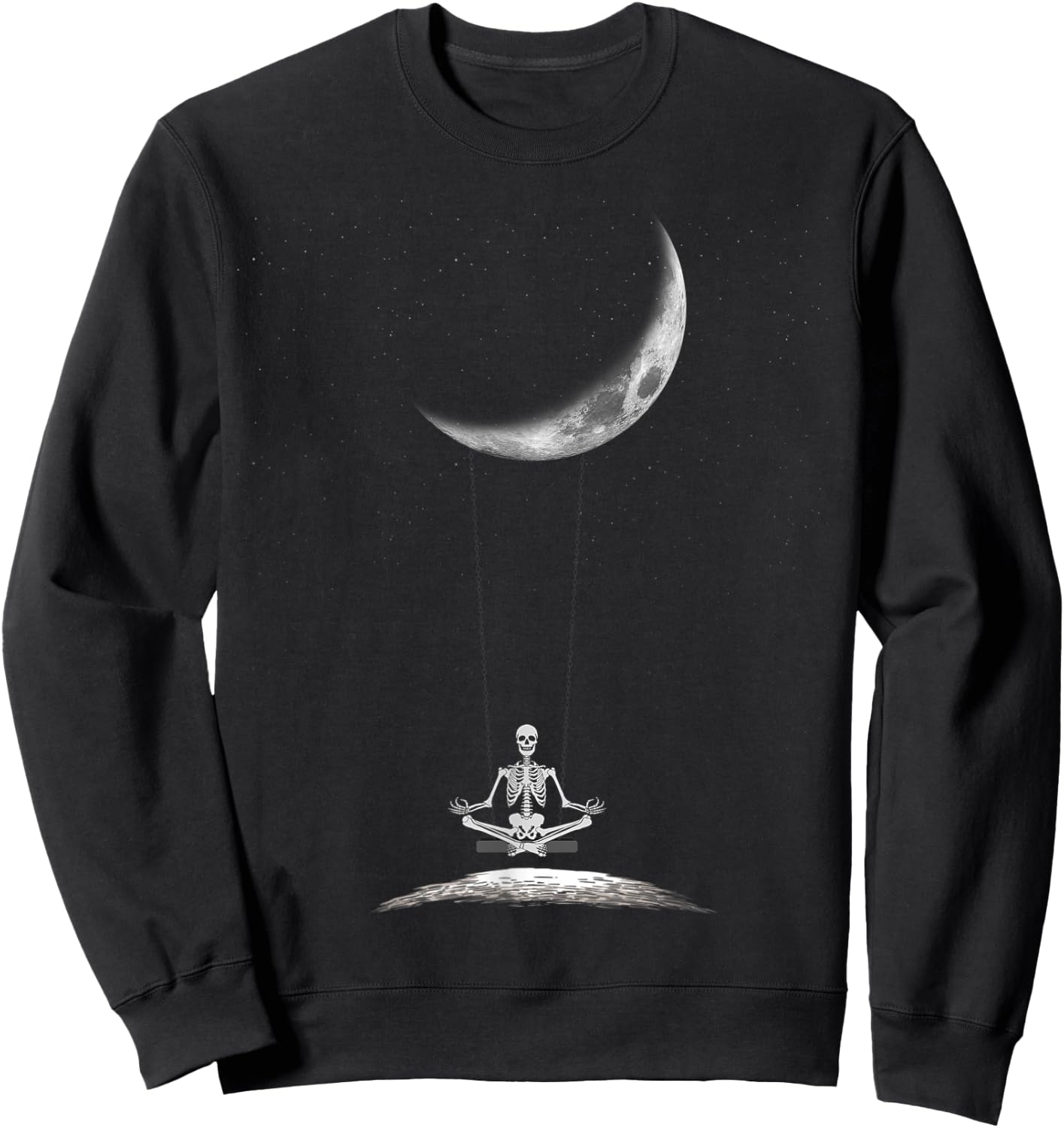 Yoga Skeleton On Moon Spooky Halloween for a Yoga Fan Sweatshirt - Sweatshirt | Black