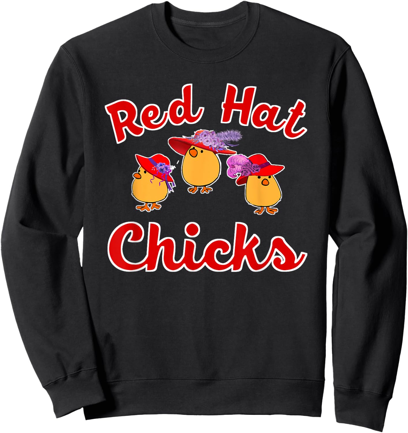 Cute Red Hat Ladies Chicks Gift Sweatshirt - Sweatshirt | Black