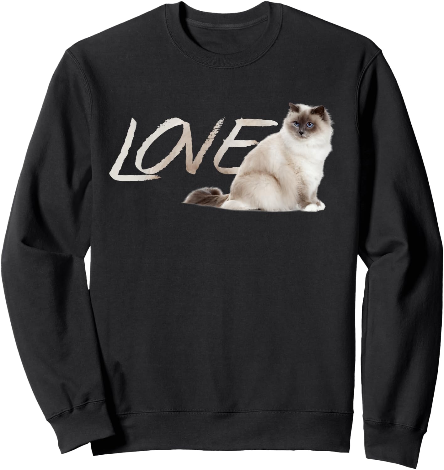 Himalayan Birman Ragdoll Snowshoe LOVE Kitten Sweatshirt - Sweatshirt | Black