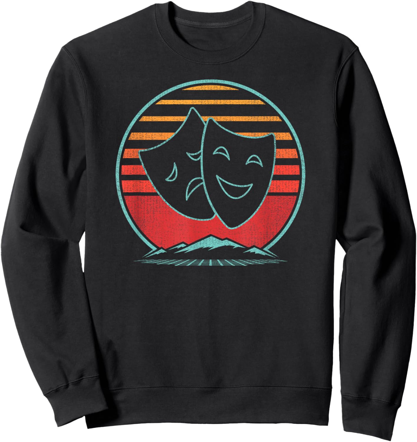 Theatre Masks Retro 80s Style Drama Actress Actor Gift Sweatshirt - Sweatshirt | Black