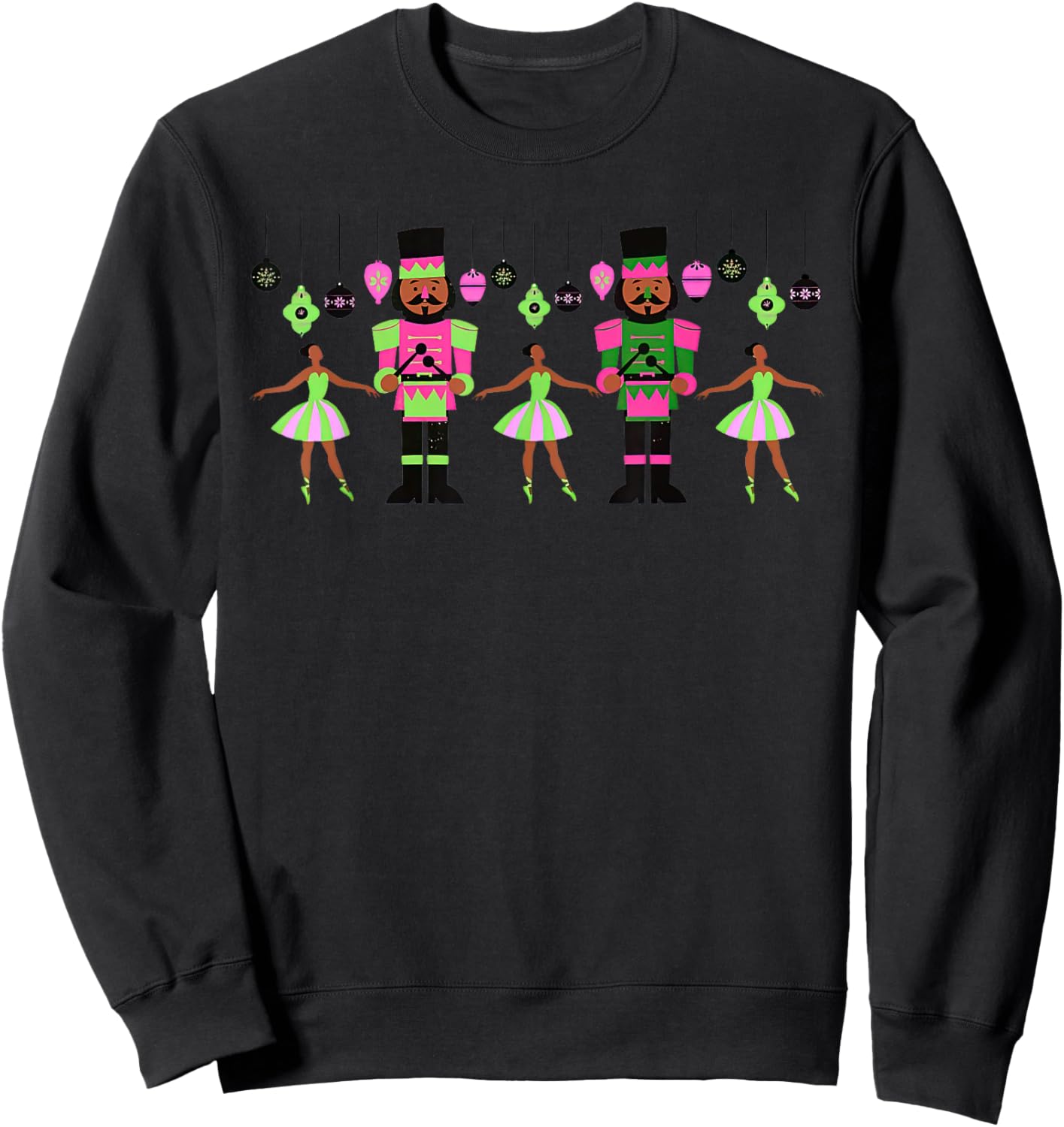 African American Ballet Dancer Black Nutcracker Pink Green Sweatshirt - Sweatshirt | Black