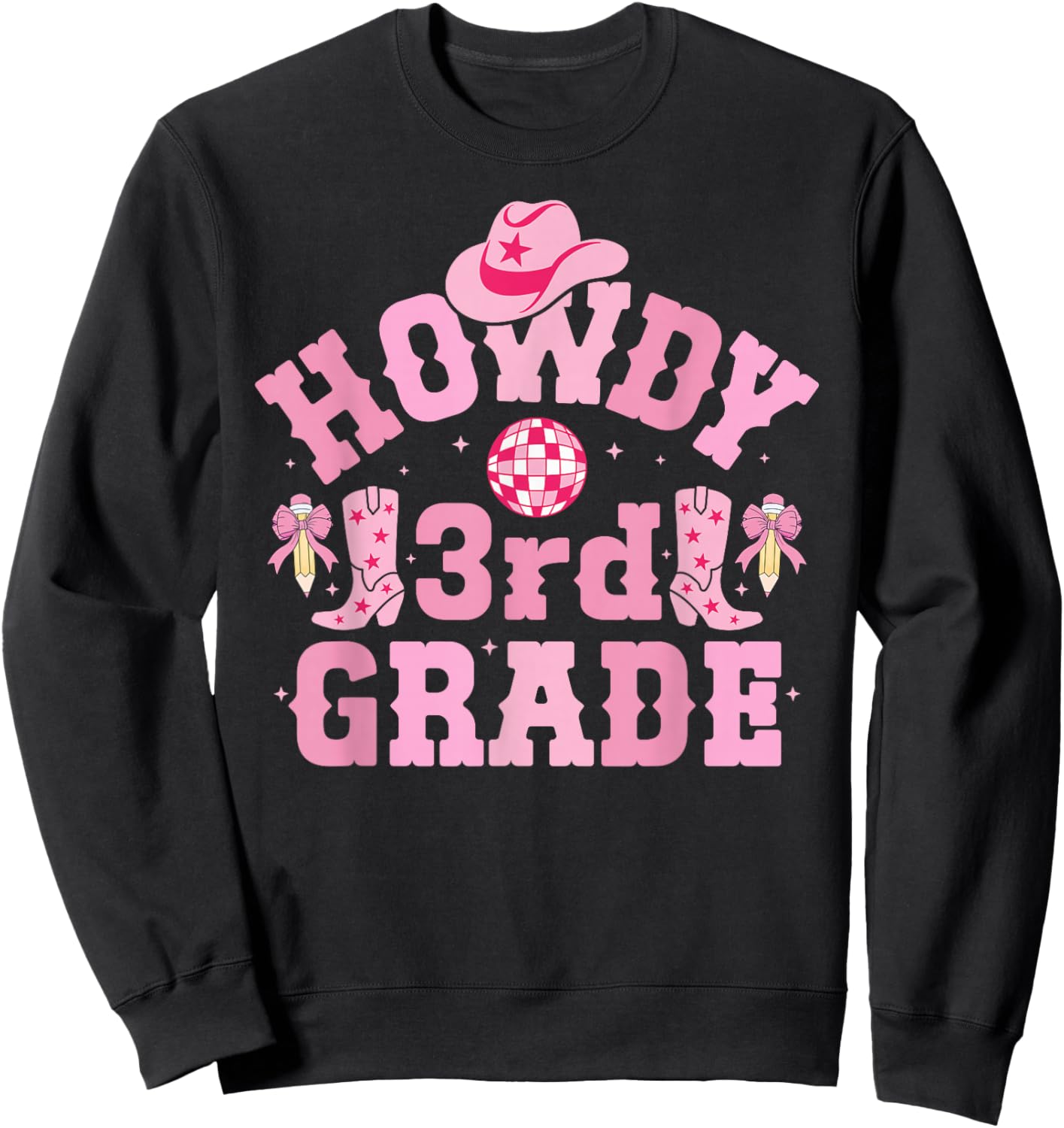Howdy 3rd Grade Cowgirl Third Grade Western Teacher Girls Sweatshirt - Sweatshirt | Black
