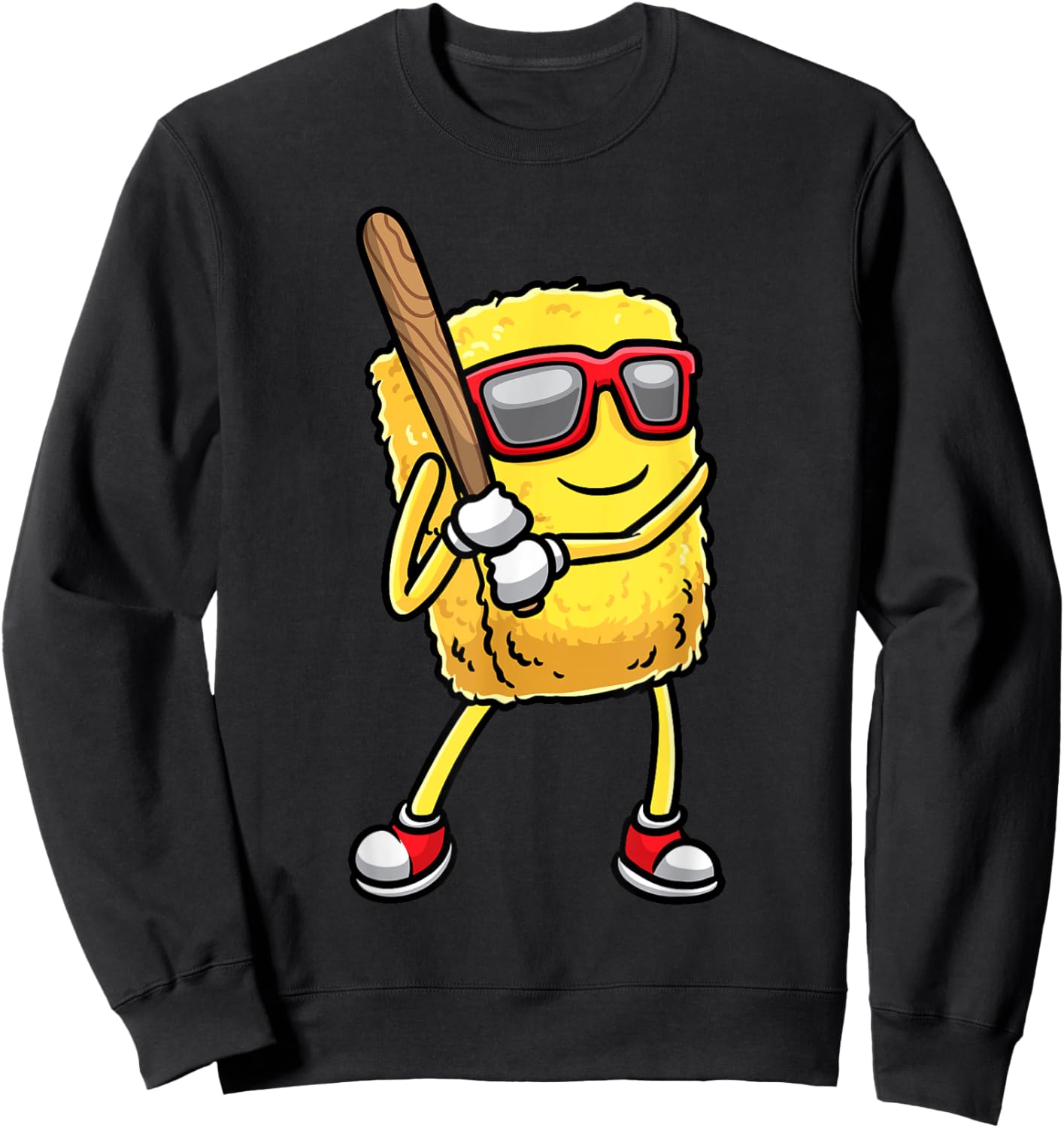 Baseball Player Chicken Nugget Playing Baseball Kids Men Sweatshirt - Sweatshirt | Black