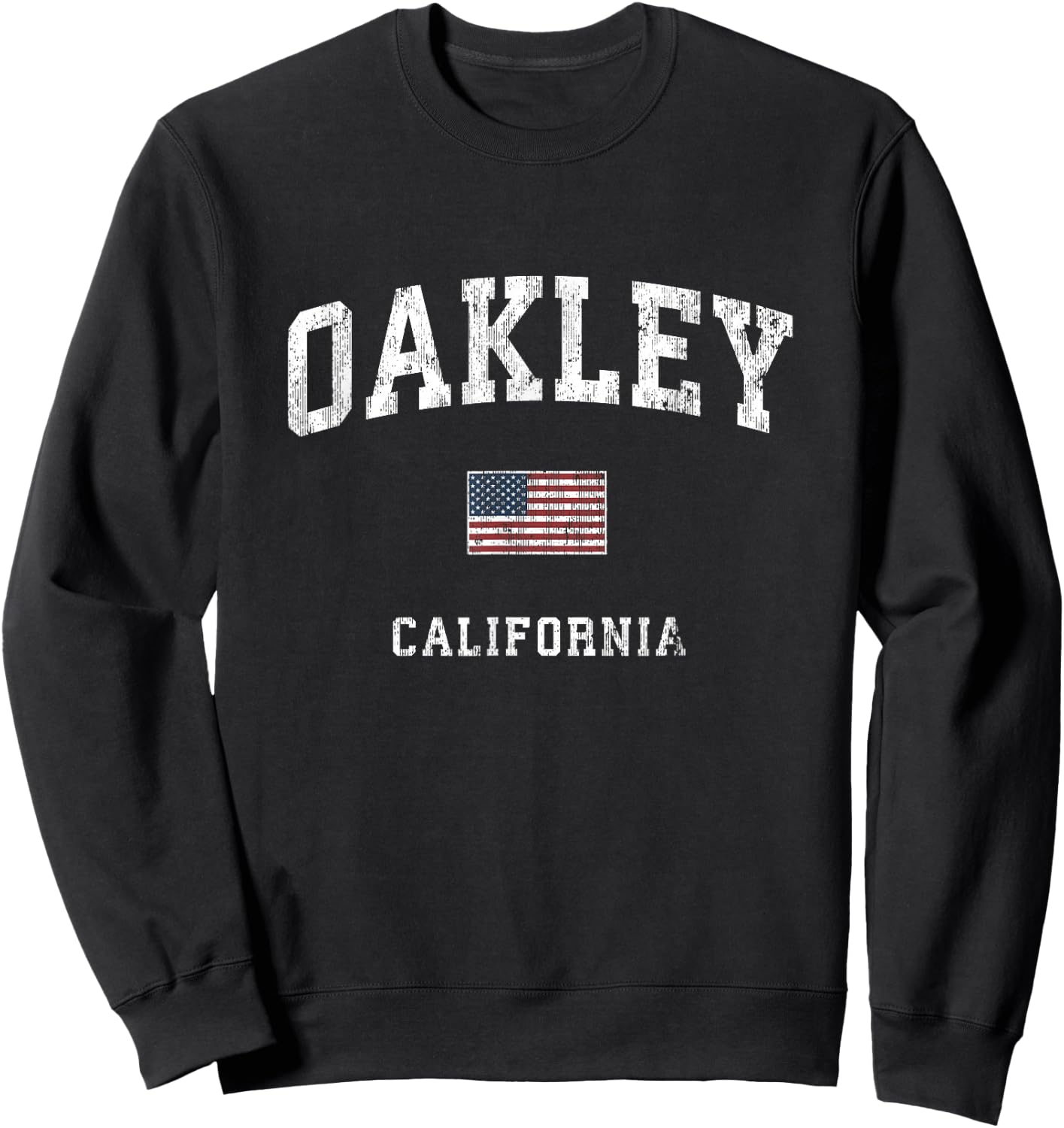 Oakley California CA Vintage American Flag Sports Design Sweatshirt - Sweatshirt | Black