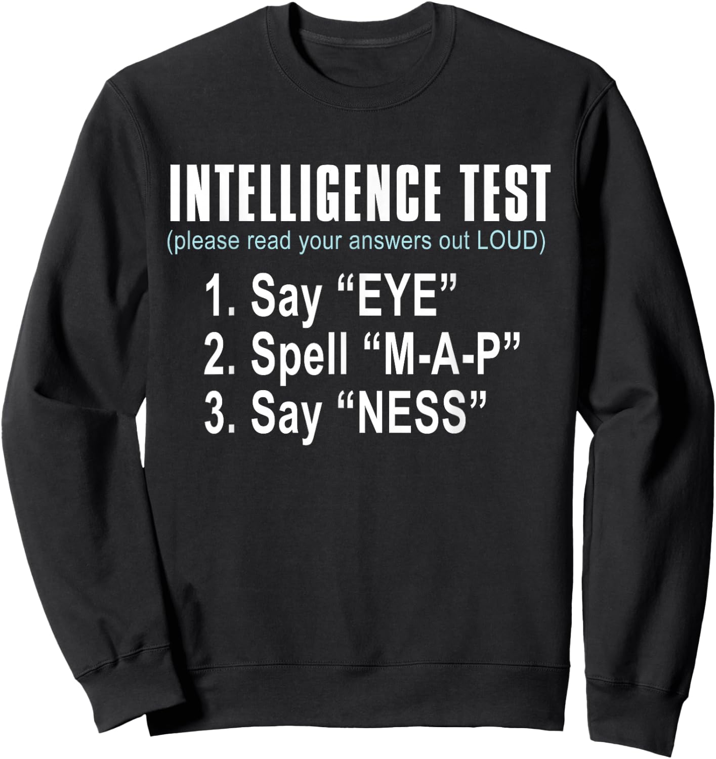 Intelligence Test Say Eye M A P Ness Funny dad Joke Sweatshirt - Sweatshirt | Black