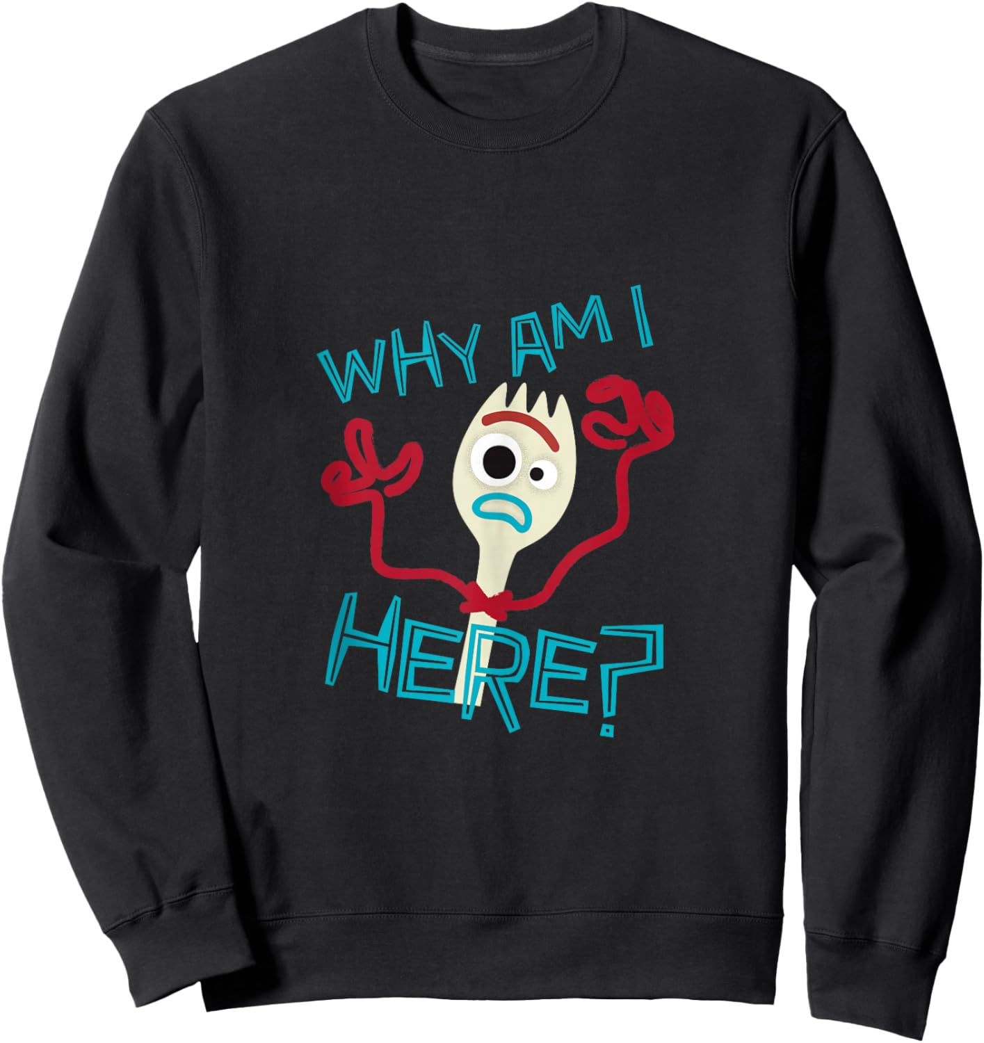 Disney Pixar Toy Story 4 Cute Forky Why Am I Here? Logo Sweatshirt - Sweatshirt | Black