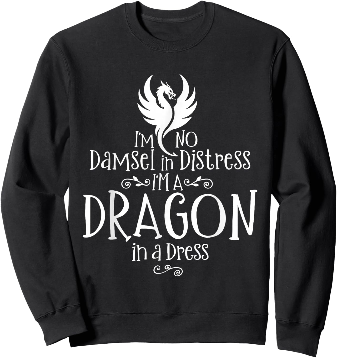 Crafty Snail I'm No Damsel In Distress, I'm A Dragon In A Dress Kids Sweatshirt - Sweatshirt | Black