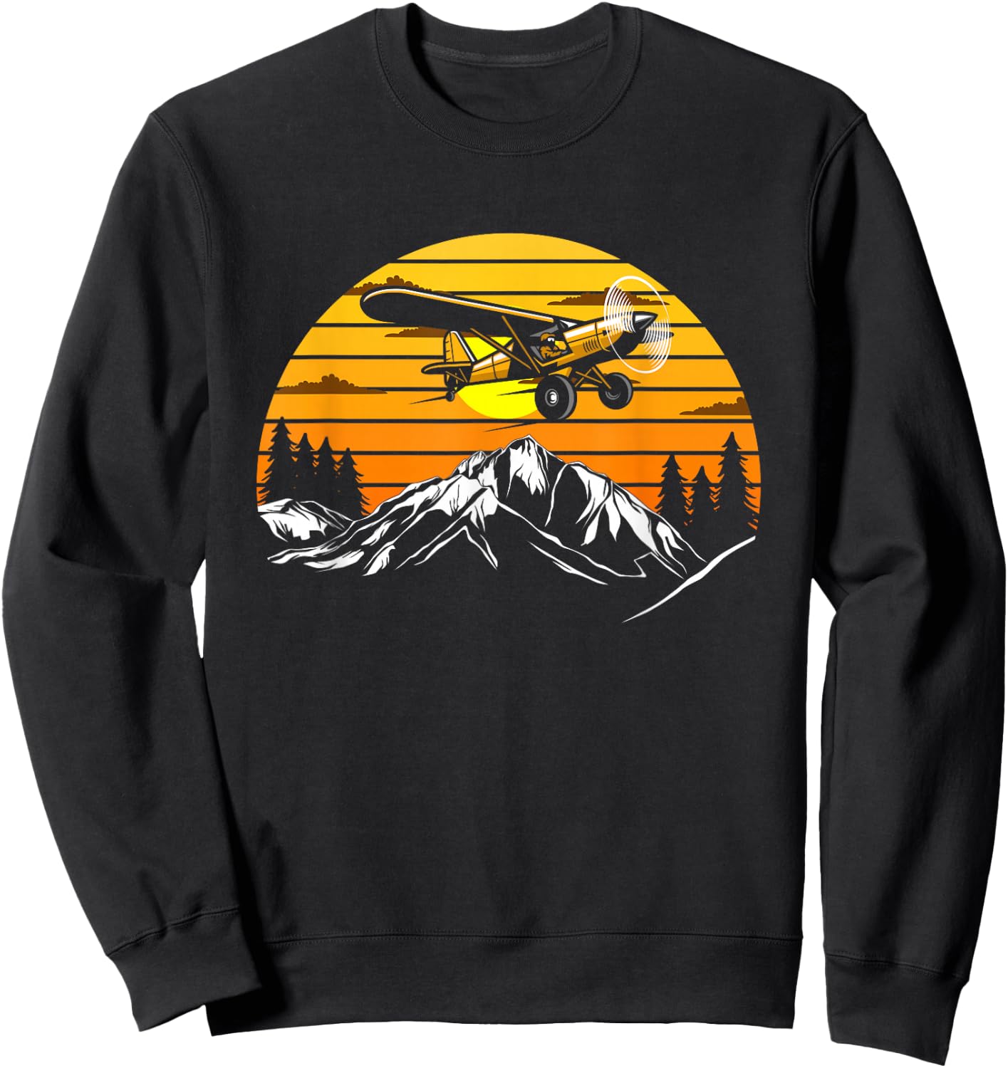 Plane Aviation Pilot Airplane Vintage Sweatshirt - Sweatshirt | Black
