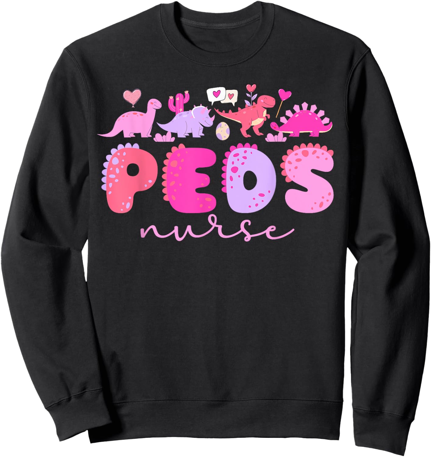Valentine Peds Nurse Valentines Day Pediatric Nurse Sweatshirt - Sweatshirt | Black