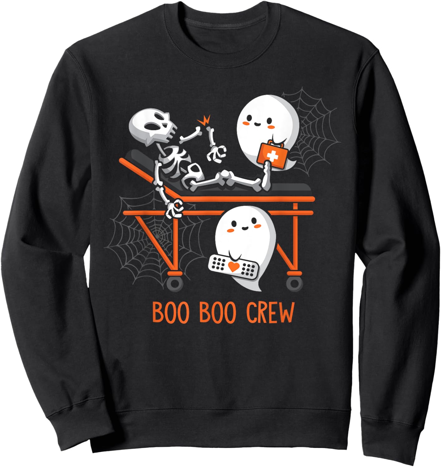 Boo Boo Crew Ghost Doctor Paramedic EMT Nurse Halloween Sweatshirt - Sweatshirt | Black