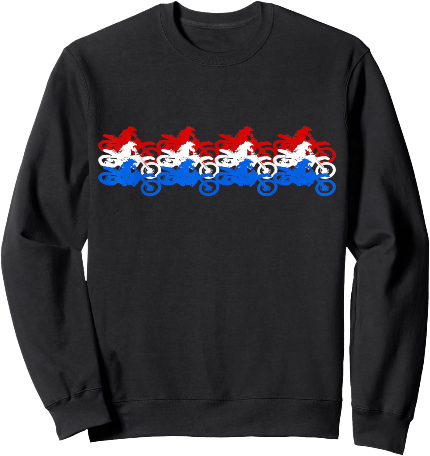 MX 4th of July Motocross American Dirt Bikes Red White Blue Sweatshirt - Sweatshirt | Black