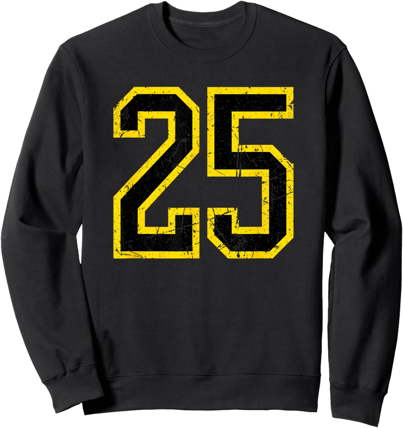 Vintage Number #25 Yellow Black Varsity Number Sweatshirt - Sweatshirt | Black