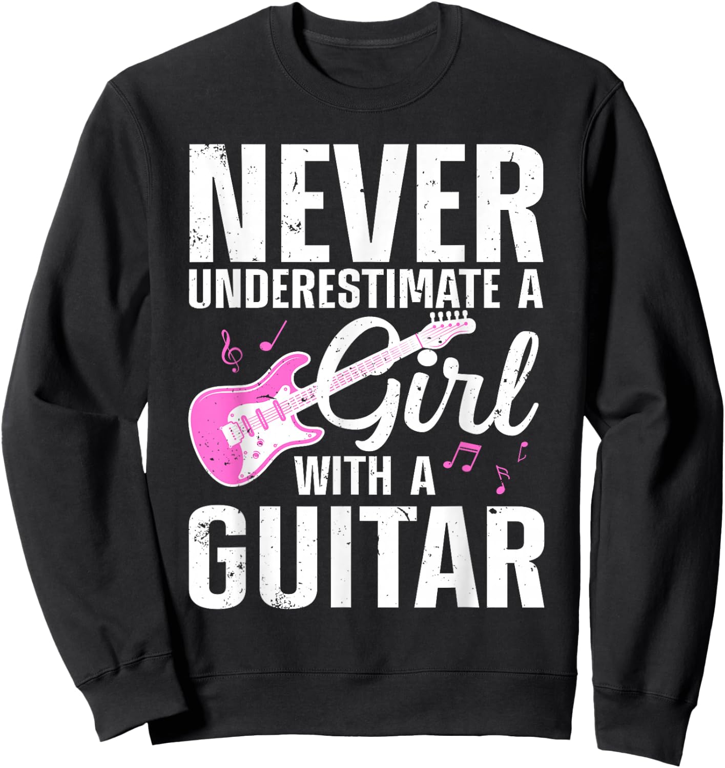 Cool Guitar Girls Guitarist Acoustic Guitar Lovers Small Sweatshirt - Sweatshirt | Black