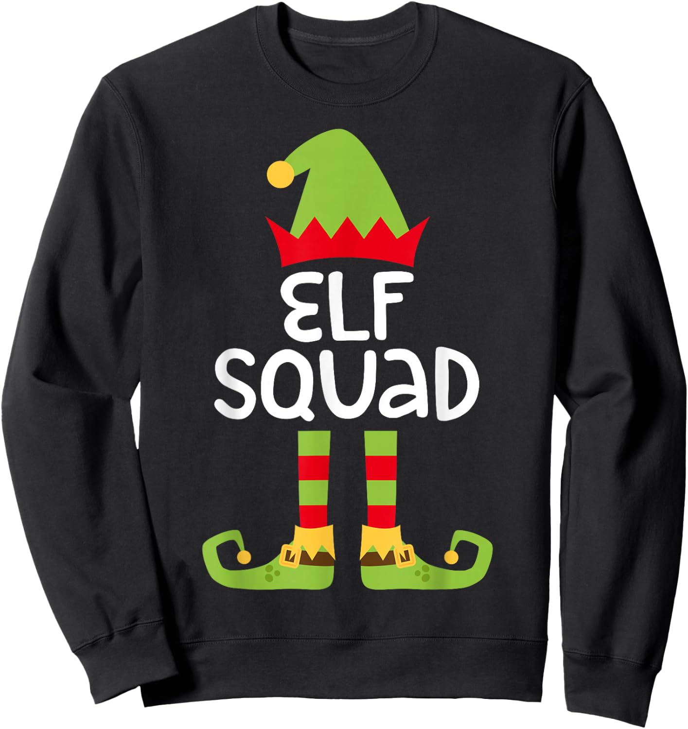 Elf Squad Shirt Matching Kids Boy Girl Christmas Elf Pajamas Sweatshirt - Sweatshirt | Black