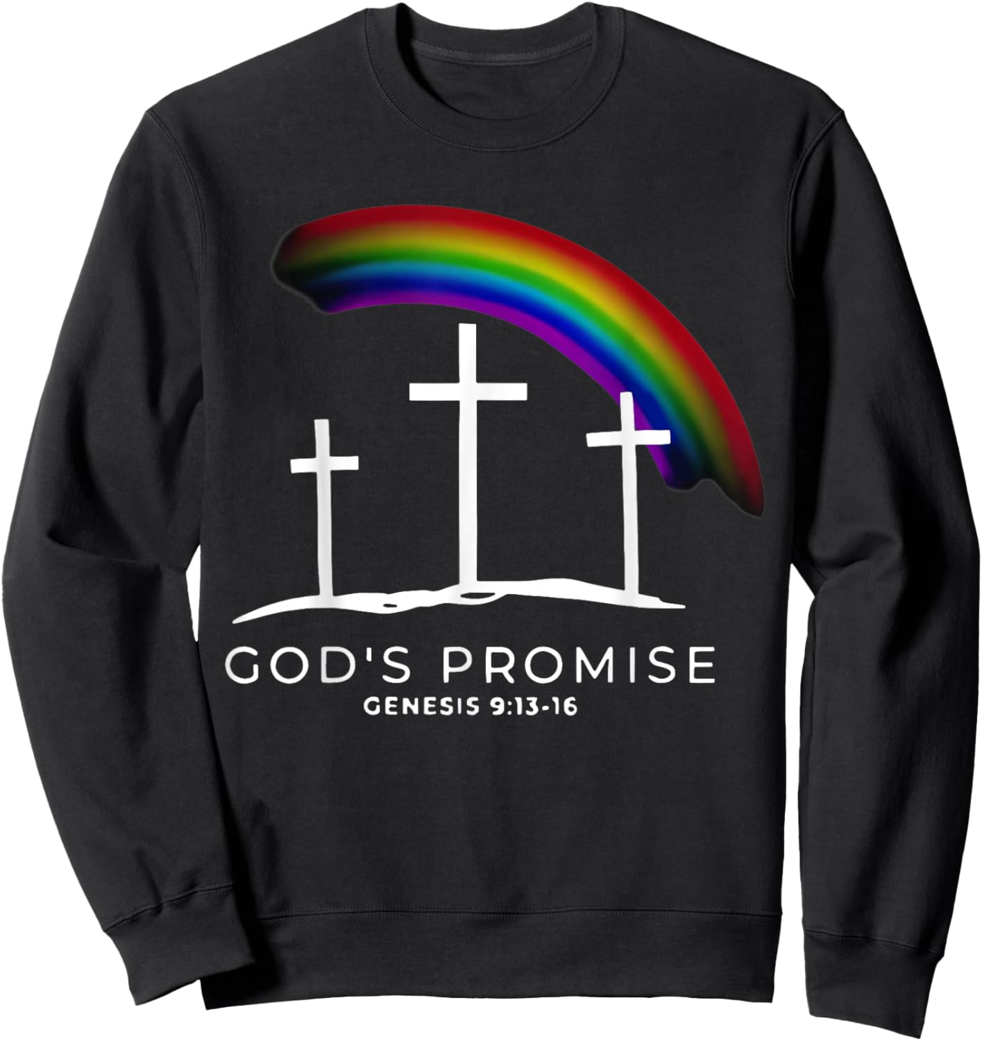 God's Promise Cross Genesis 9-13-16 Bible Christian Lover Sweatshirt - Sweatshirt | Black