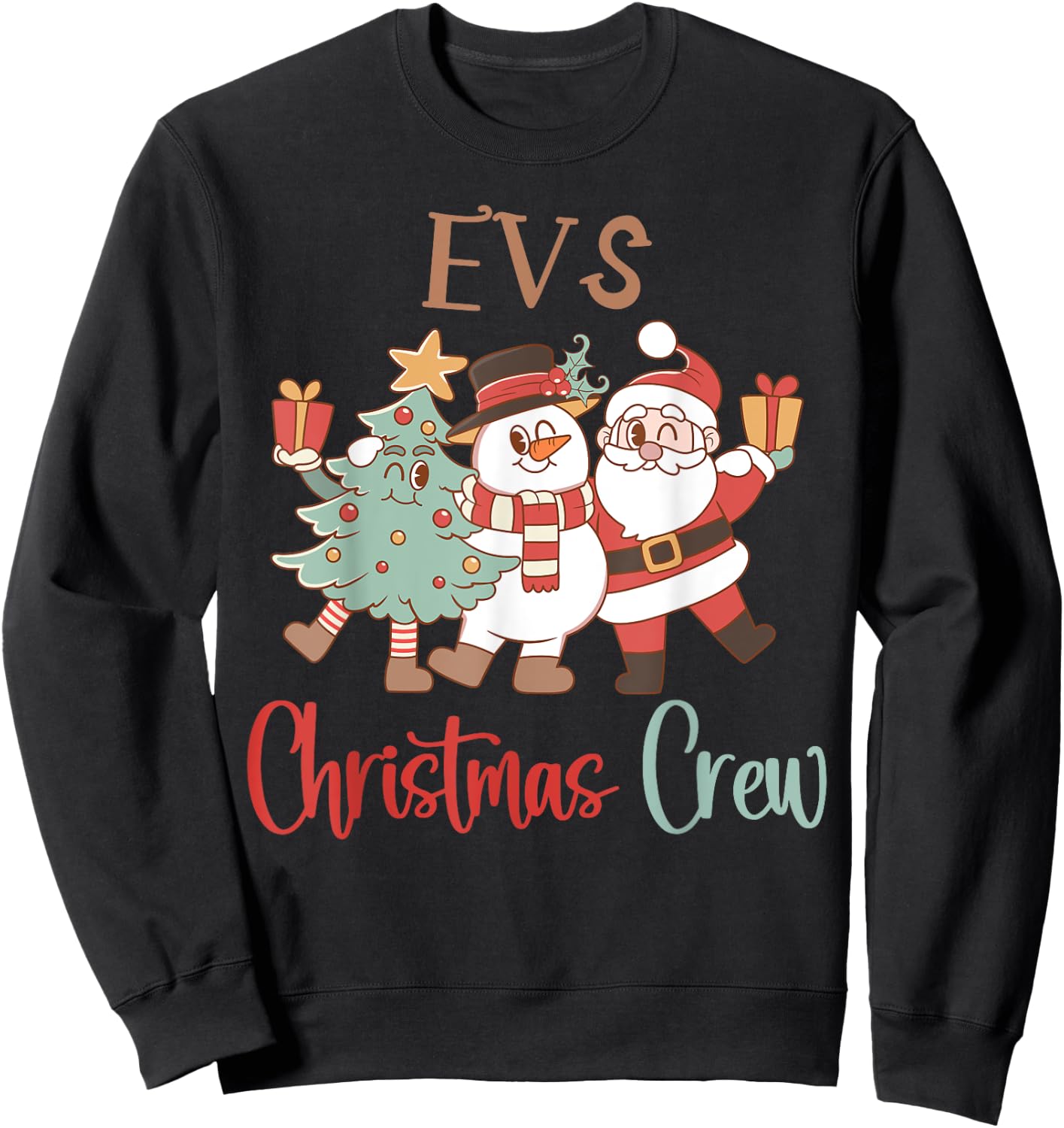 EVS Christmas Crew Santa Snowman Environmental Services Team Sweatshirt - Sweatshirt | Black