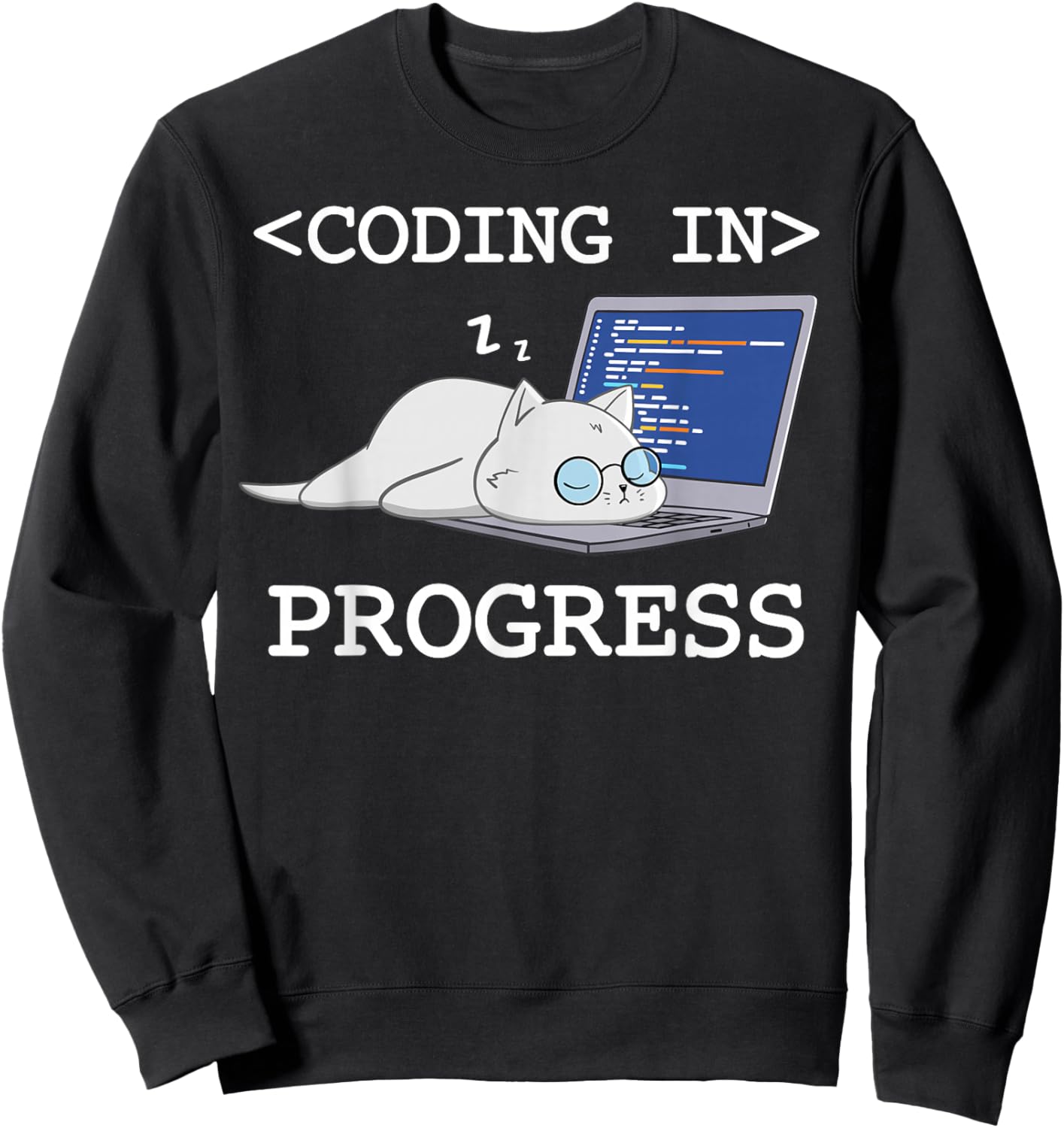 Funny Programming Cat Coding Coder Programmer Developer Men Women Girls Kids Sweatshirt - Sweatshirt | Black