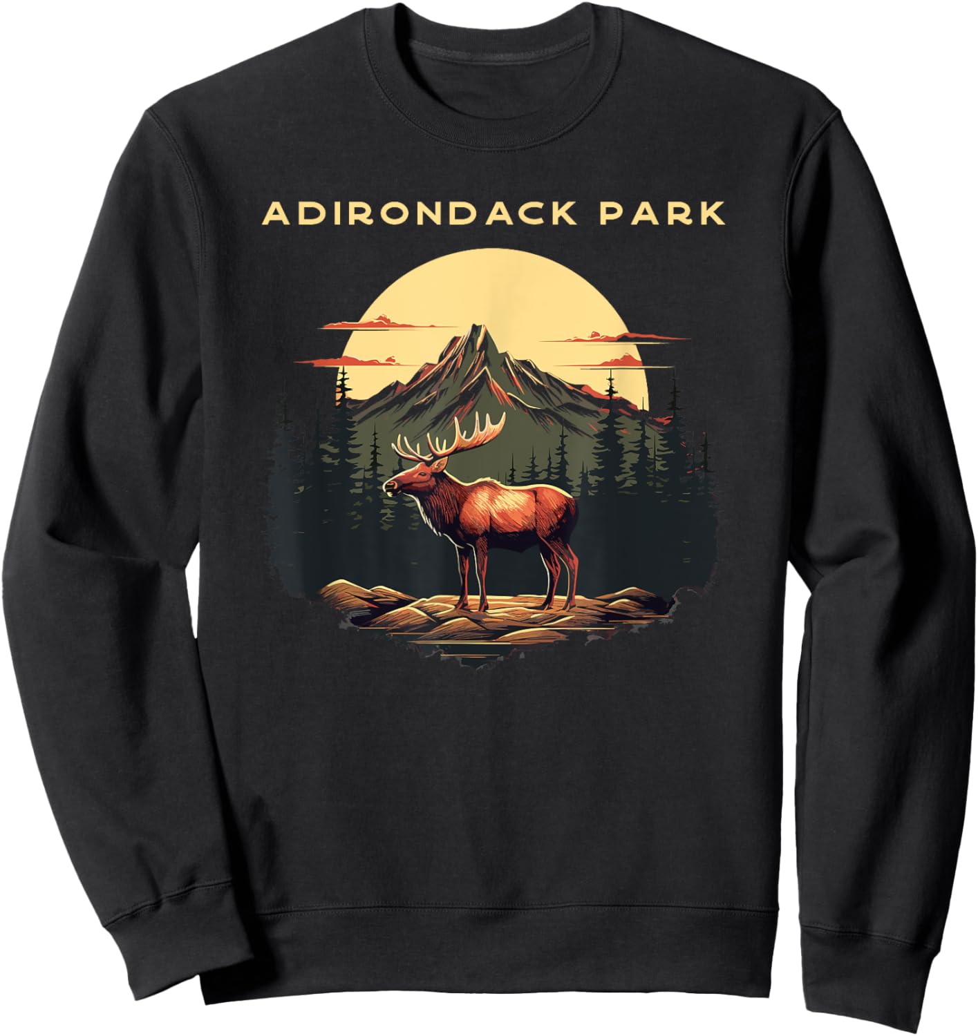 Adirondack Park Moose Vintage Sweatshirt - Sweatshirt | Black