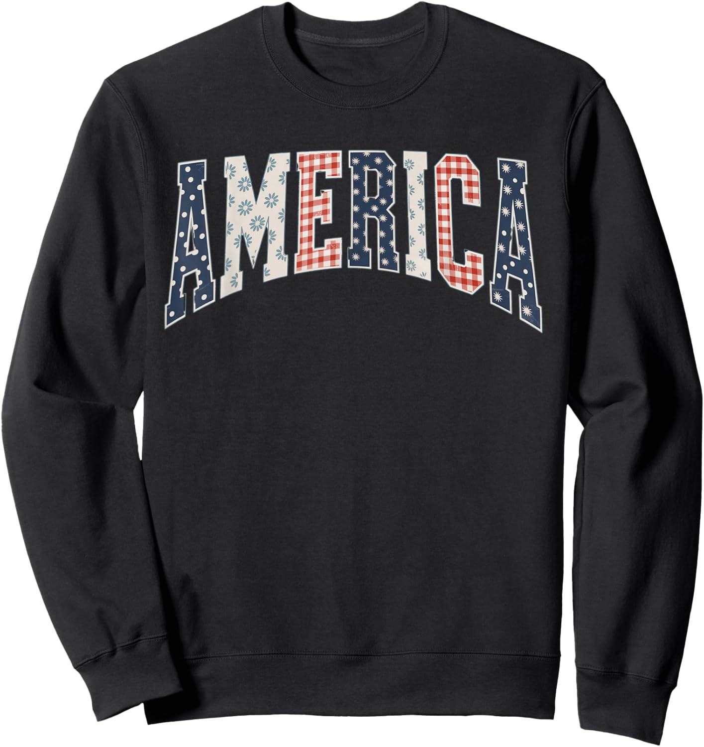 American Quilt Picnic Style Lettering RWB Boy Girl Party Fun Sweatshirt - Sweatshirt | Black