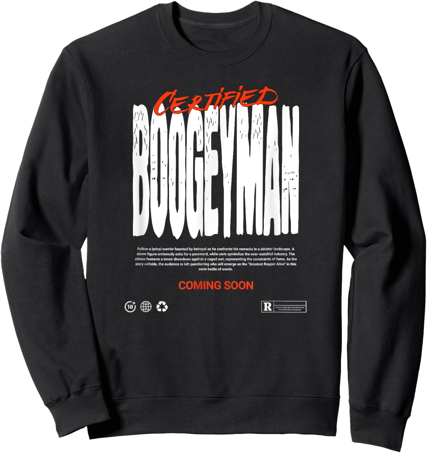 Skyscrapers Clothing Co. Certified Boogeyman -Adults Black Halloween Sweatshirt - Sweatshirt | Black