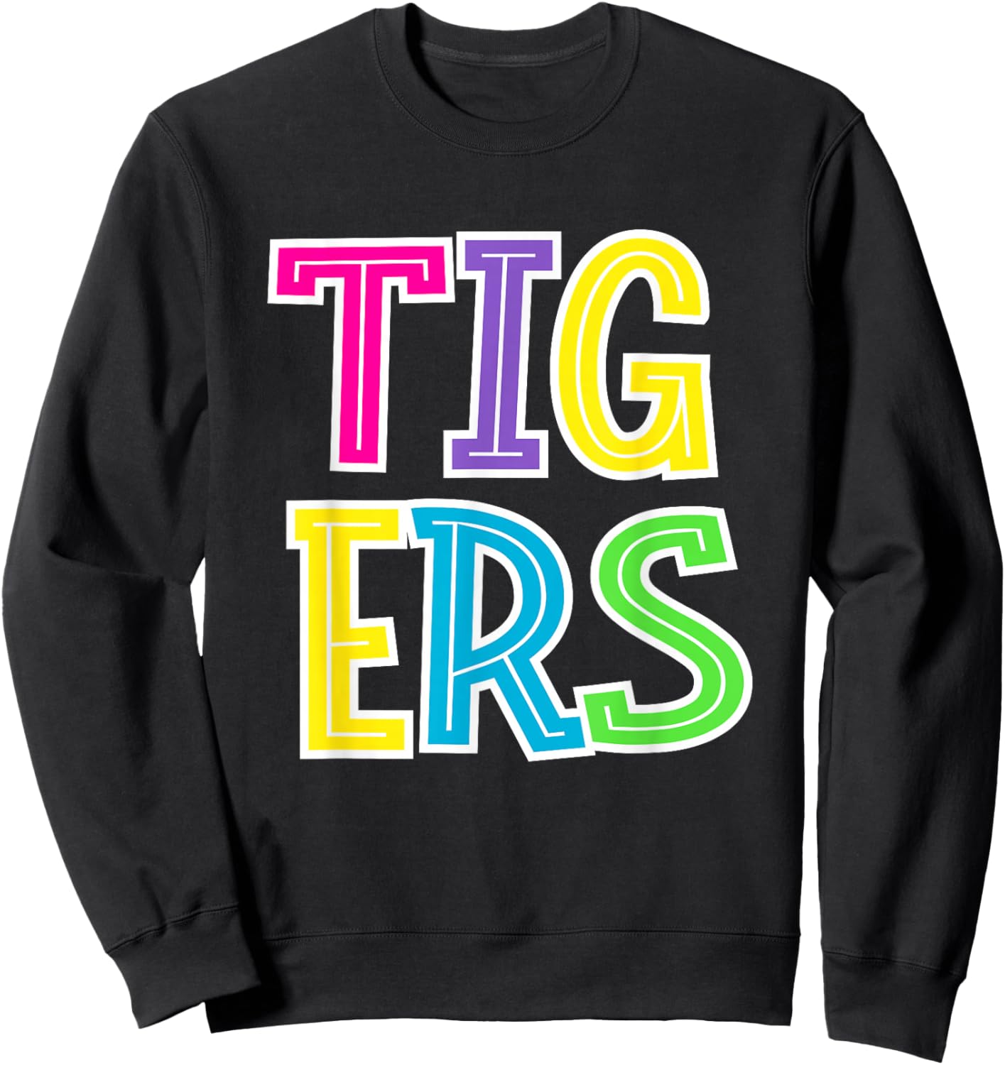 Colorful Tigers School Spirit Sweatshirt - Sweatshirt | Black
