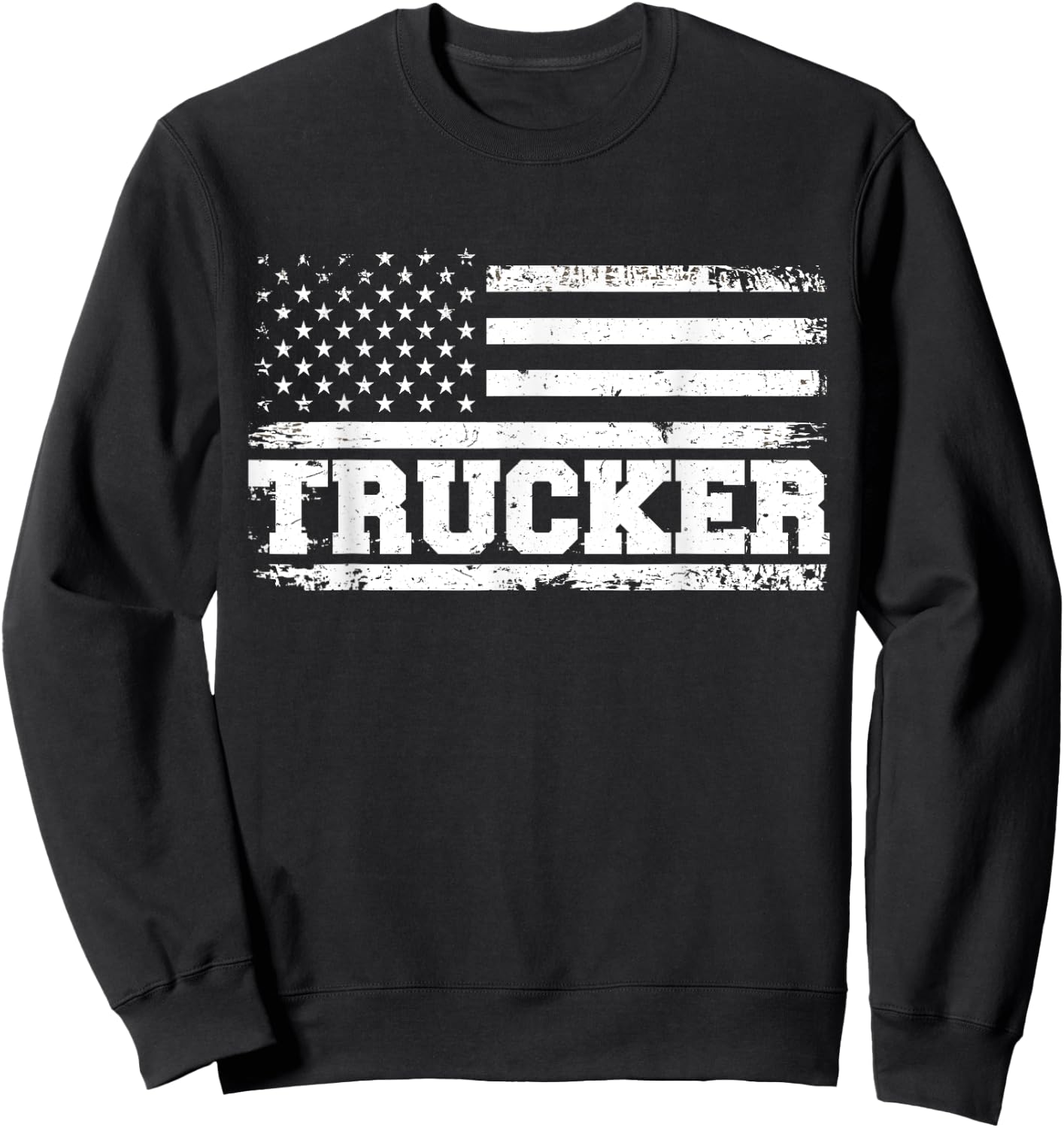 Truck Driver Trucker Us American Flag Patriotic Kids Men Sweatshirt - Sweatshirt | Black