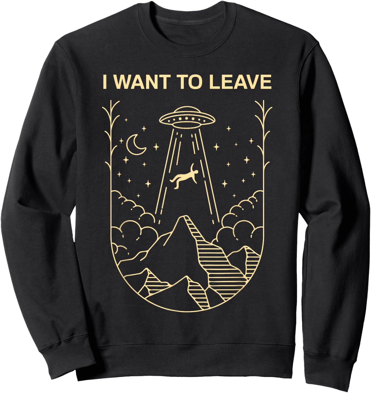 Funny Alien UFO Extraterrestrial I Want to Leave Alien Lover Small Sweatshirt - Sweatshirt | Black