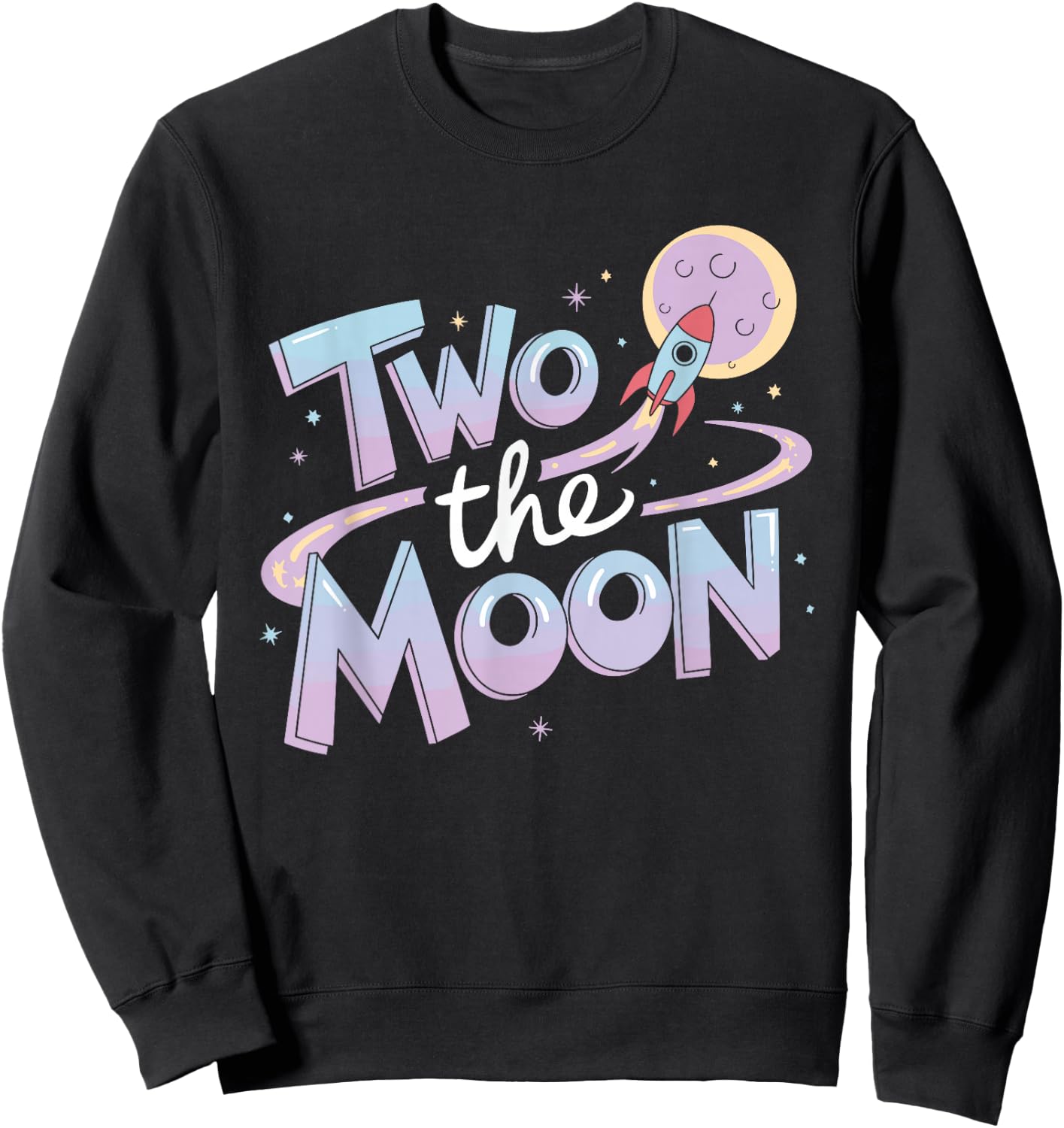 Two The Moon 2nd Birthday Girl Boy 2 Year Old Toddler Sweatshirt - Sweatshirt | Black