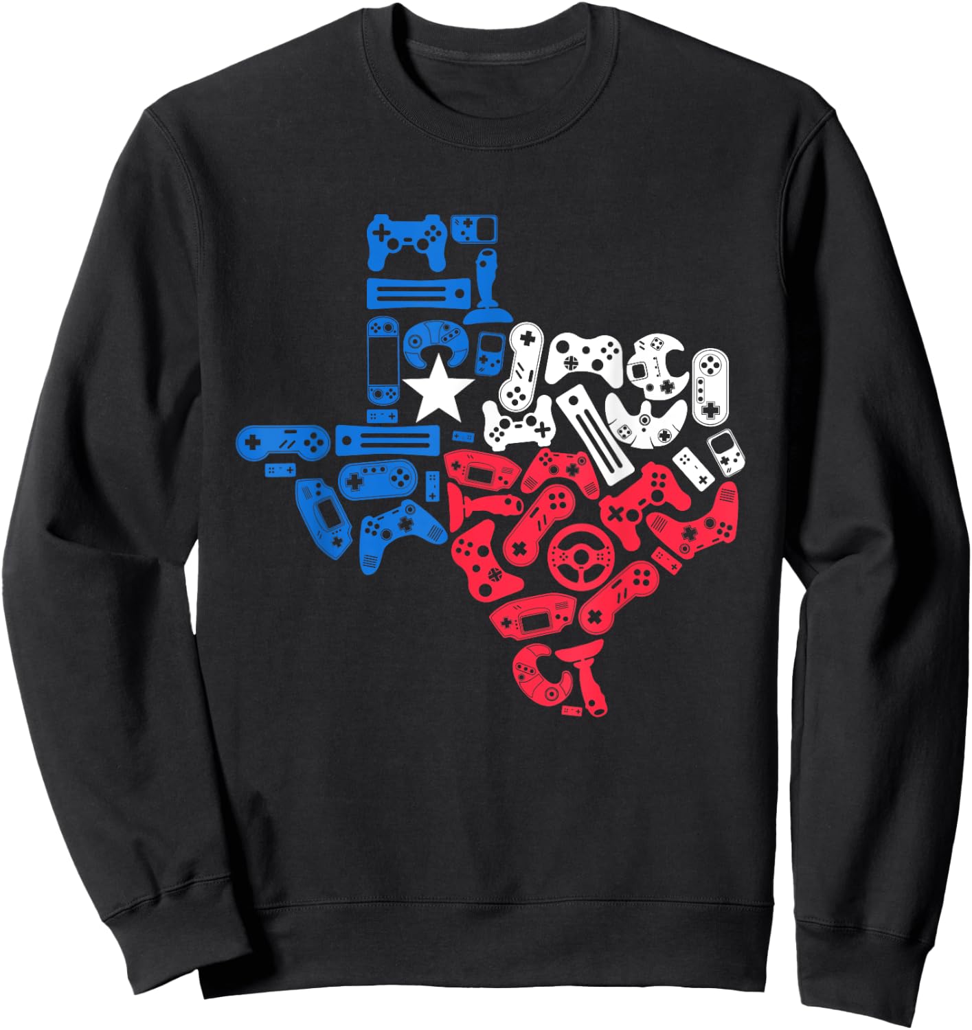 Boys Video Game Texas State Flag Map Gamer Men Kids Sweatshirt - Sweatshirt | Black