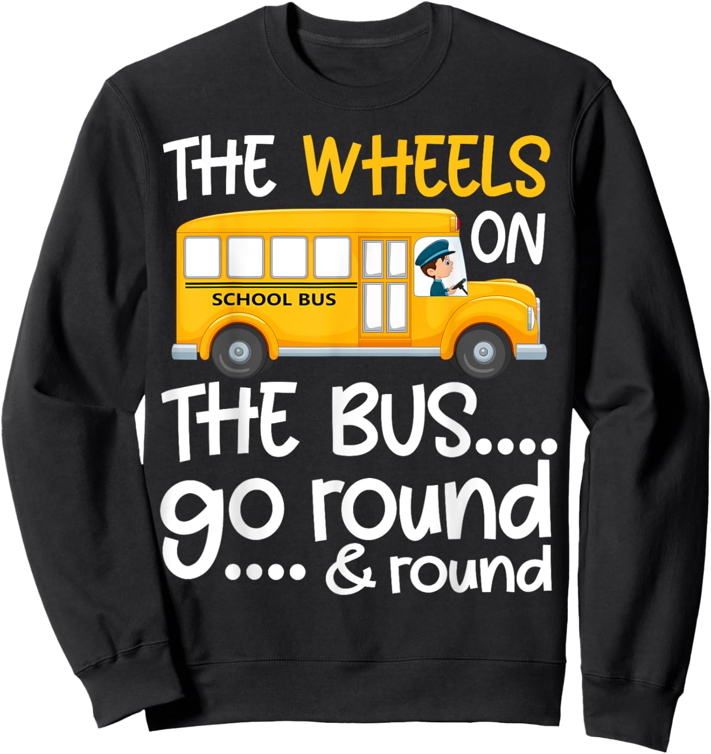The Wheels On The Bus Toddler Kids Back to School Sweatshirt - Sweatshirt | Black