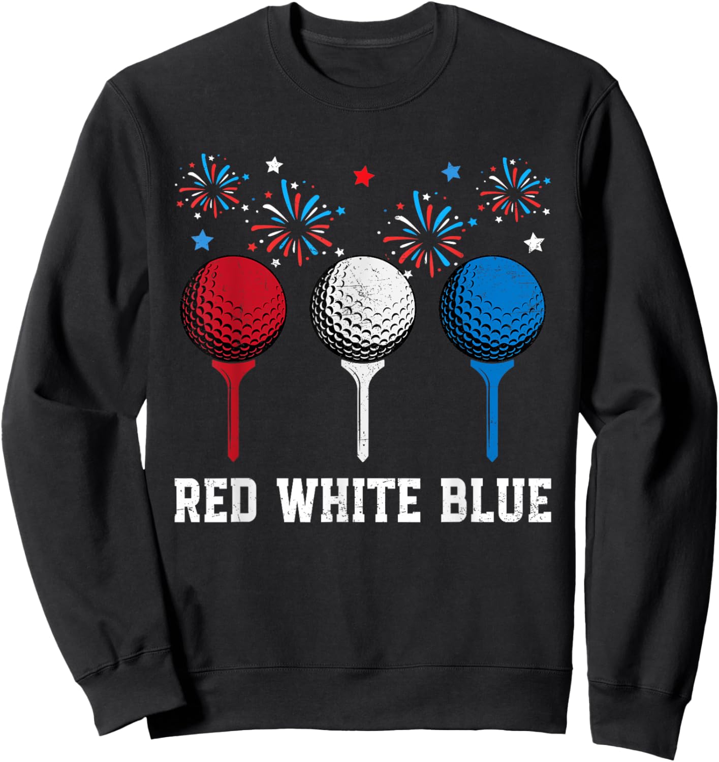 Red White Blue Golf Patriotic Golf 4th Of July Golf Outfits Women Kids Men Sweatshirt - Sweatshirt | Black