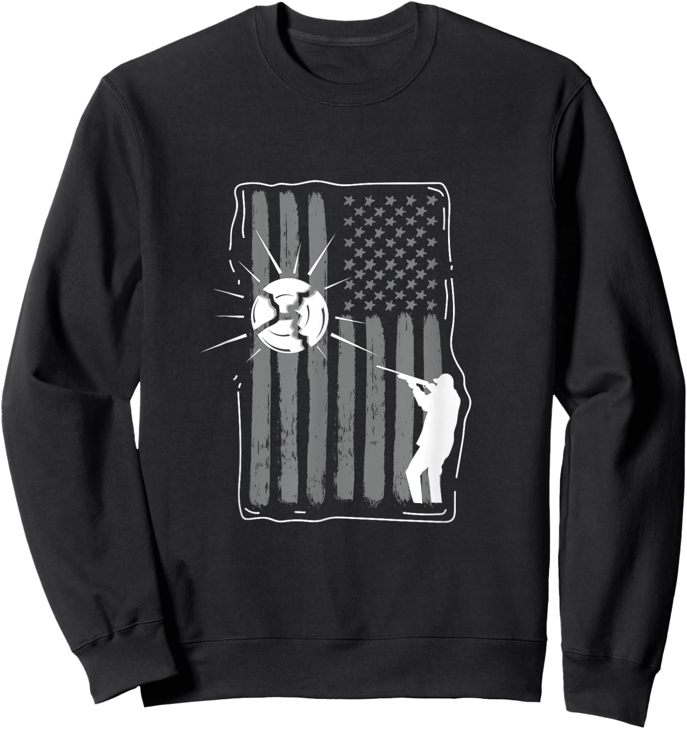Skeet Shooting Clay Hunter USA Flag Funny Gift Sweatshirt - Sweatshirt | Black
