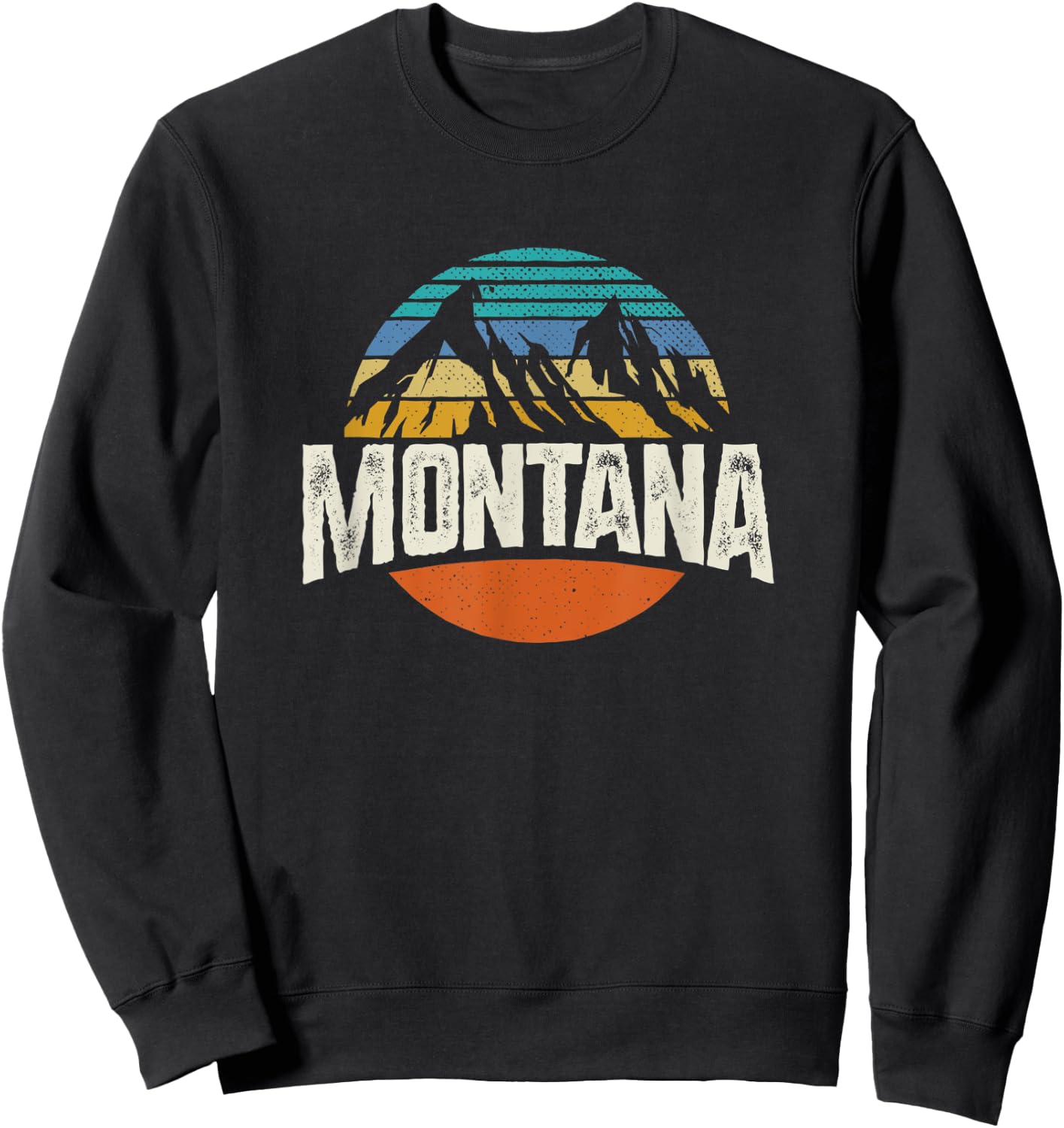 Montana Mountains Retro Design Hiking MT Sweatshirt - Sweatshirt | Black