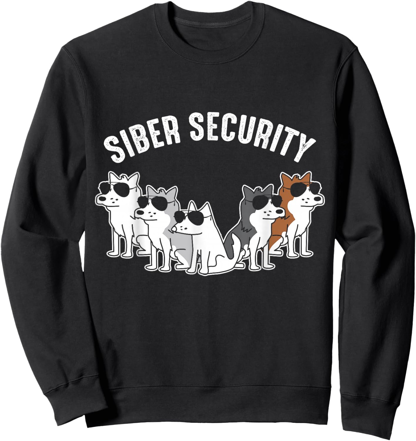 Siberian Husky Siber Security Crew Sweatshirt - Sweatshirt | Black