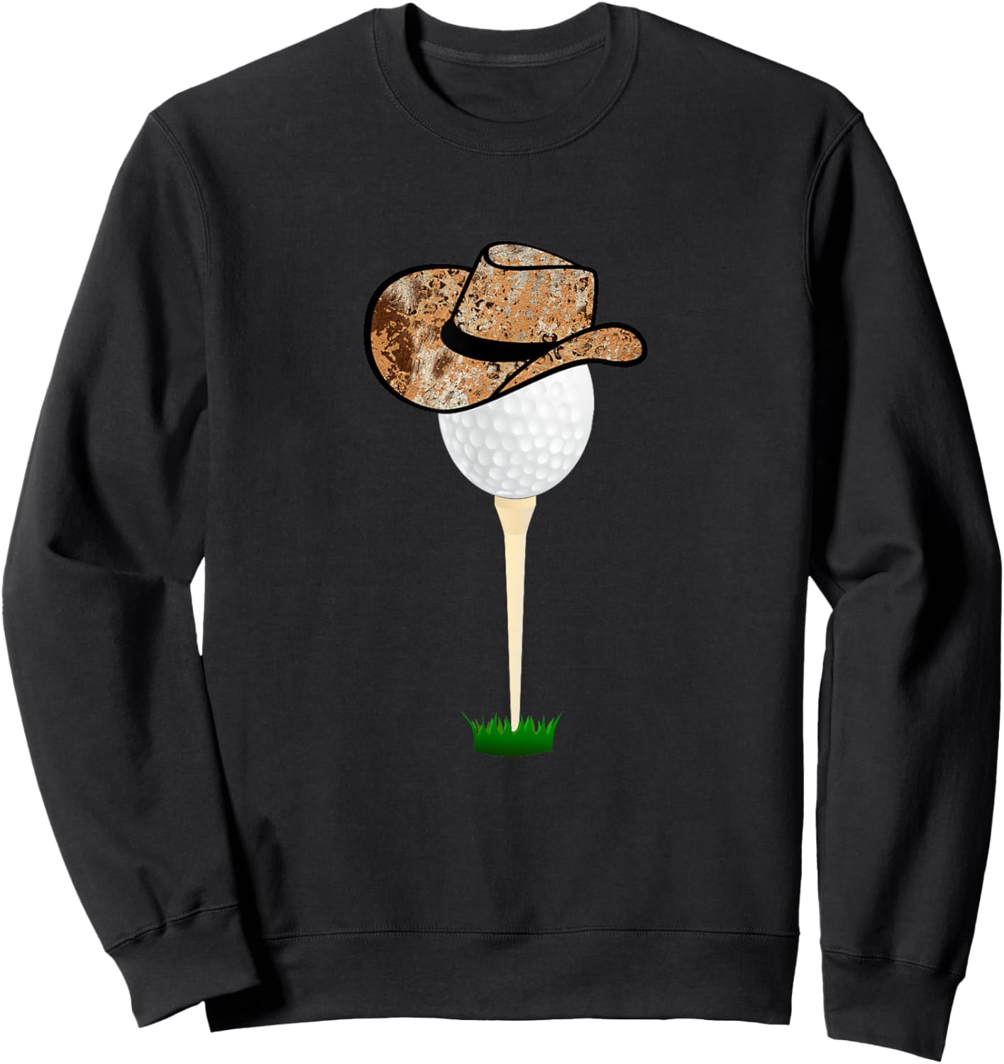 Funny Golfing Cowboy Apparel Holiday Golf Ball Sweatshirt - Sweatshirt | Black