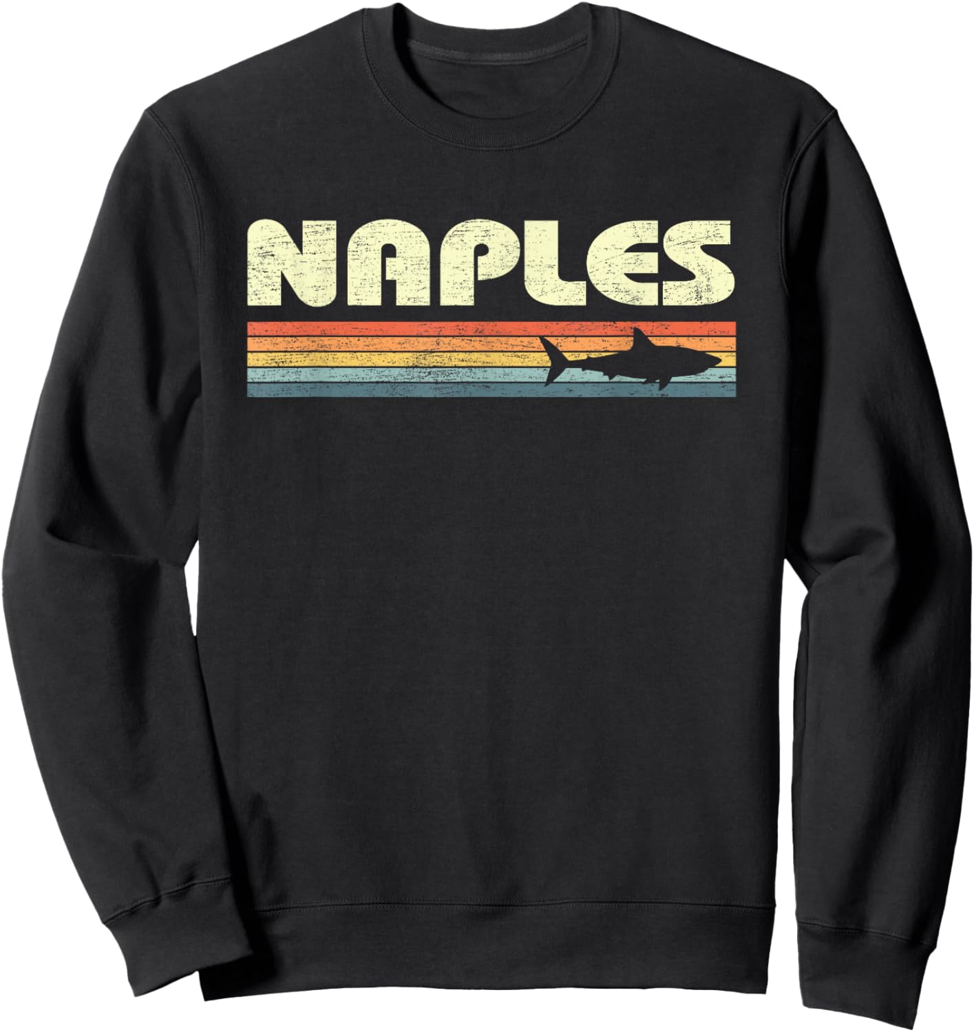 Naples Florida Vintage Shark Souvenir Sweatshirt - Sweatshirt | Black