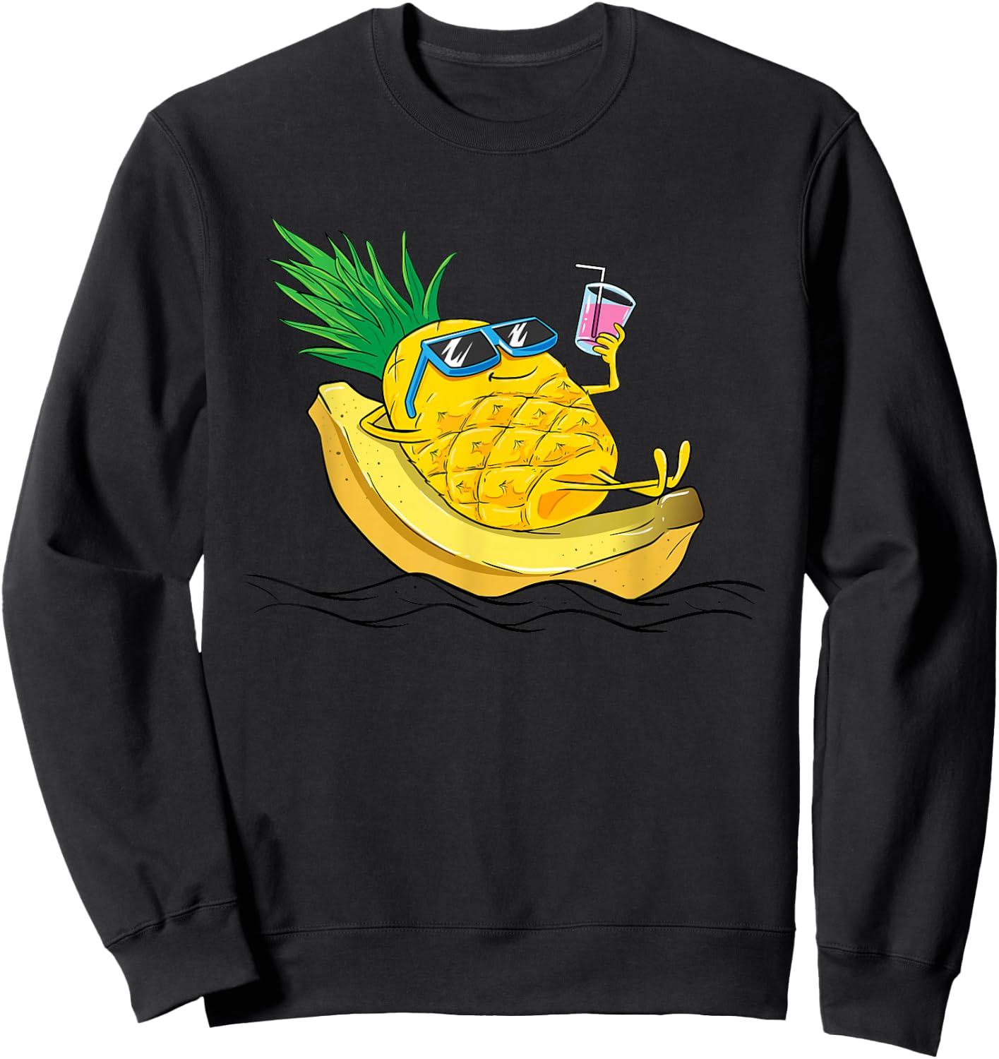 Kids Cool Pineapple Banana Shirt chill summer vacation Sweatshirt - Sweatshirt | Black