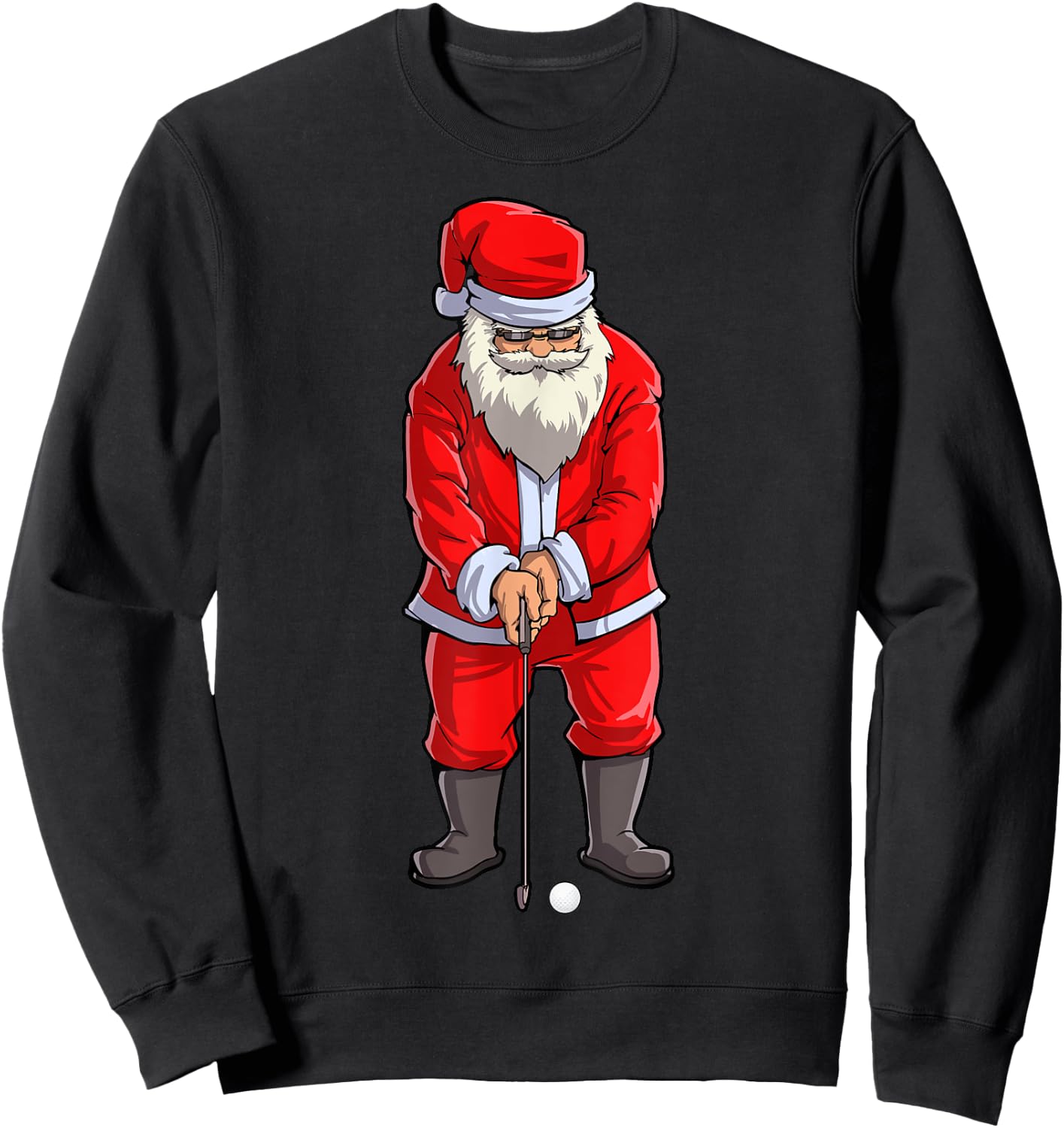 Santa Golf Club And Ball Sport Christmas Boys Golfer Golfing Sweatshirt - Sweatshirt | Black