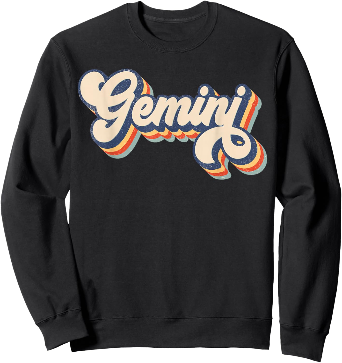 Gemini Retro Zodiac Sign May June Birthday Sweatshirt - Sweatshirt | Black