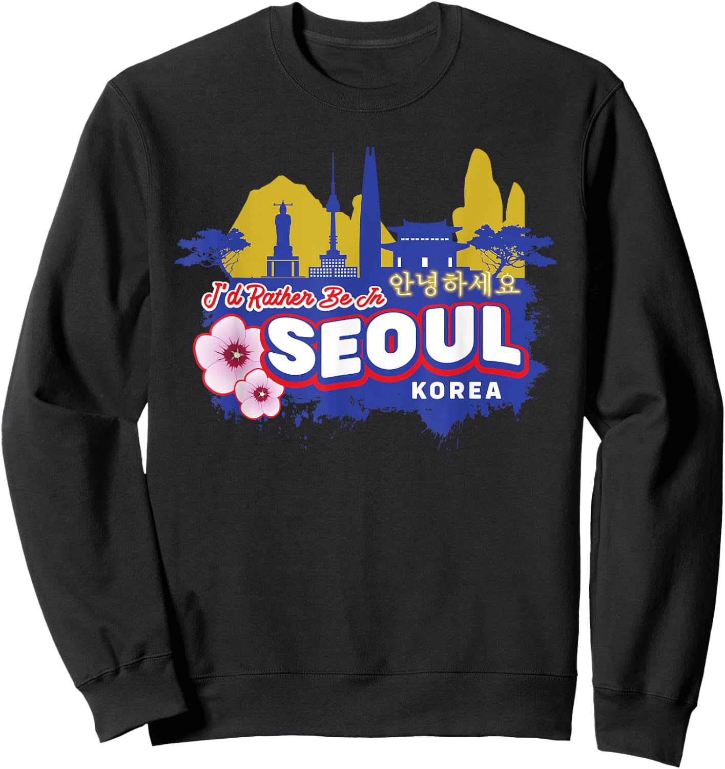 I'd Rather Be In Seoul Korea Vintage Souvenir Sweatshirt - Sweatshirt | Black