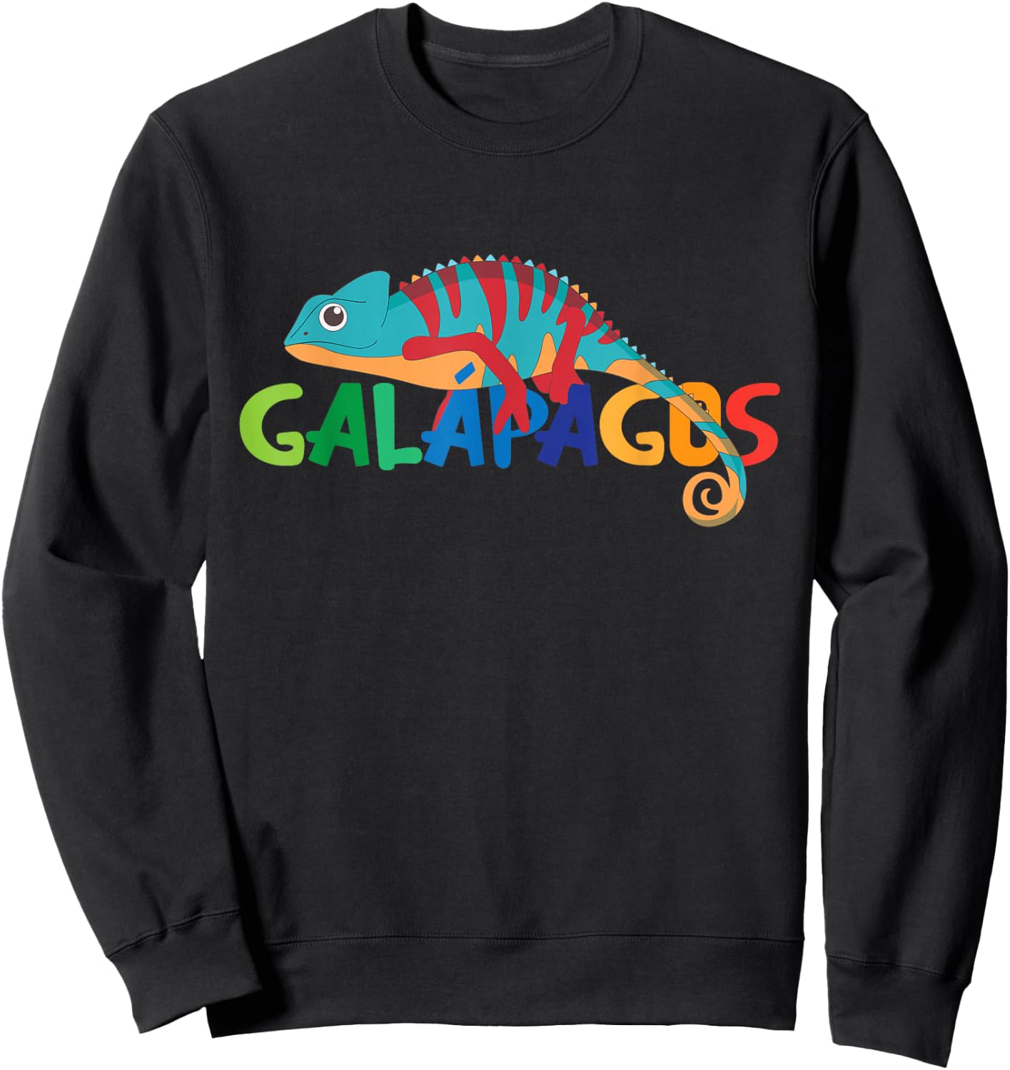 Galapagos Islands Summer Colorful Chameleon Exotic Animal Sweatshirt - Sweatshirt | Black
