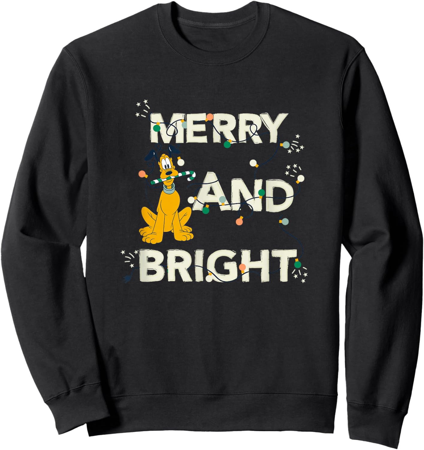 Disney Mickey and Friends Christmas Pluto Merry and Bright Sweatshirt - Sweatshirt | Black