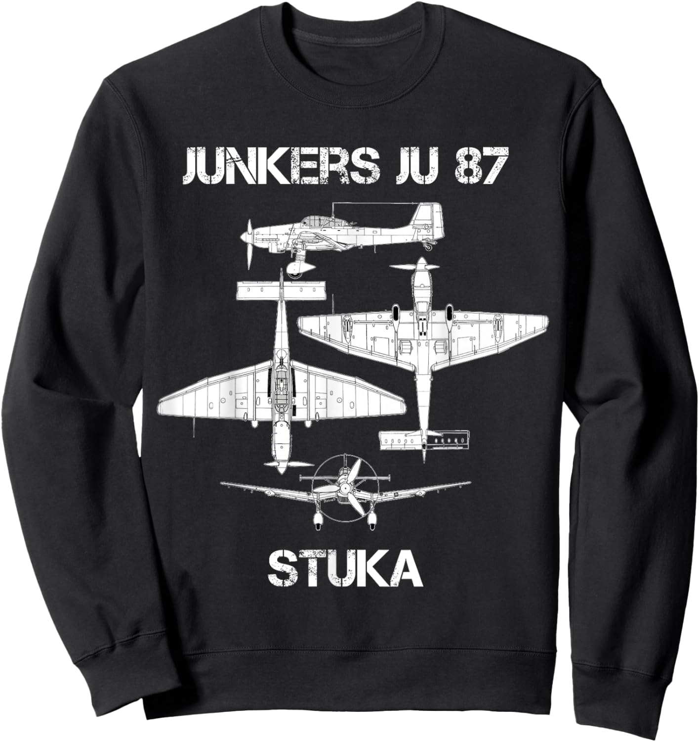 Junkers Ju 87 Stuka German WW2 Bomber Luftwaffe Airplane Sweatshirt - Sweatshirt | Black