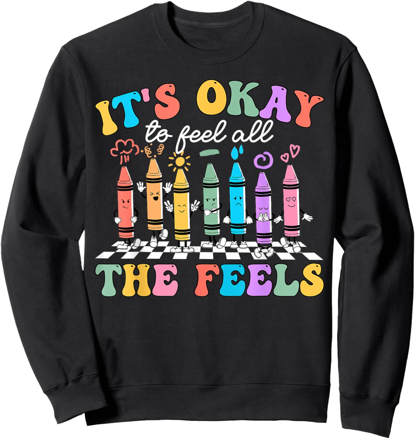 It's Okay To Feel All The Feels Mental Health Awareness Kids Sweatshirt - Sweatshirt | Black