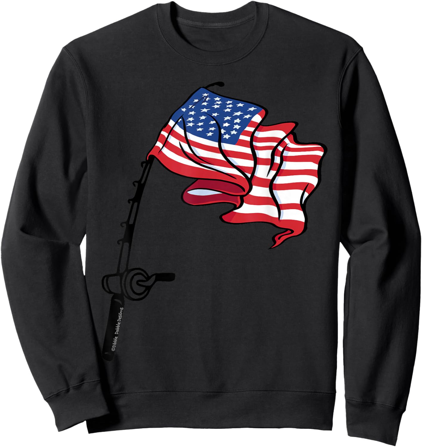 Patriotic Fishing USA Flag Fisherman 4th of July Sweatshirt - Sweatshirt | Black