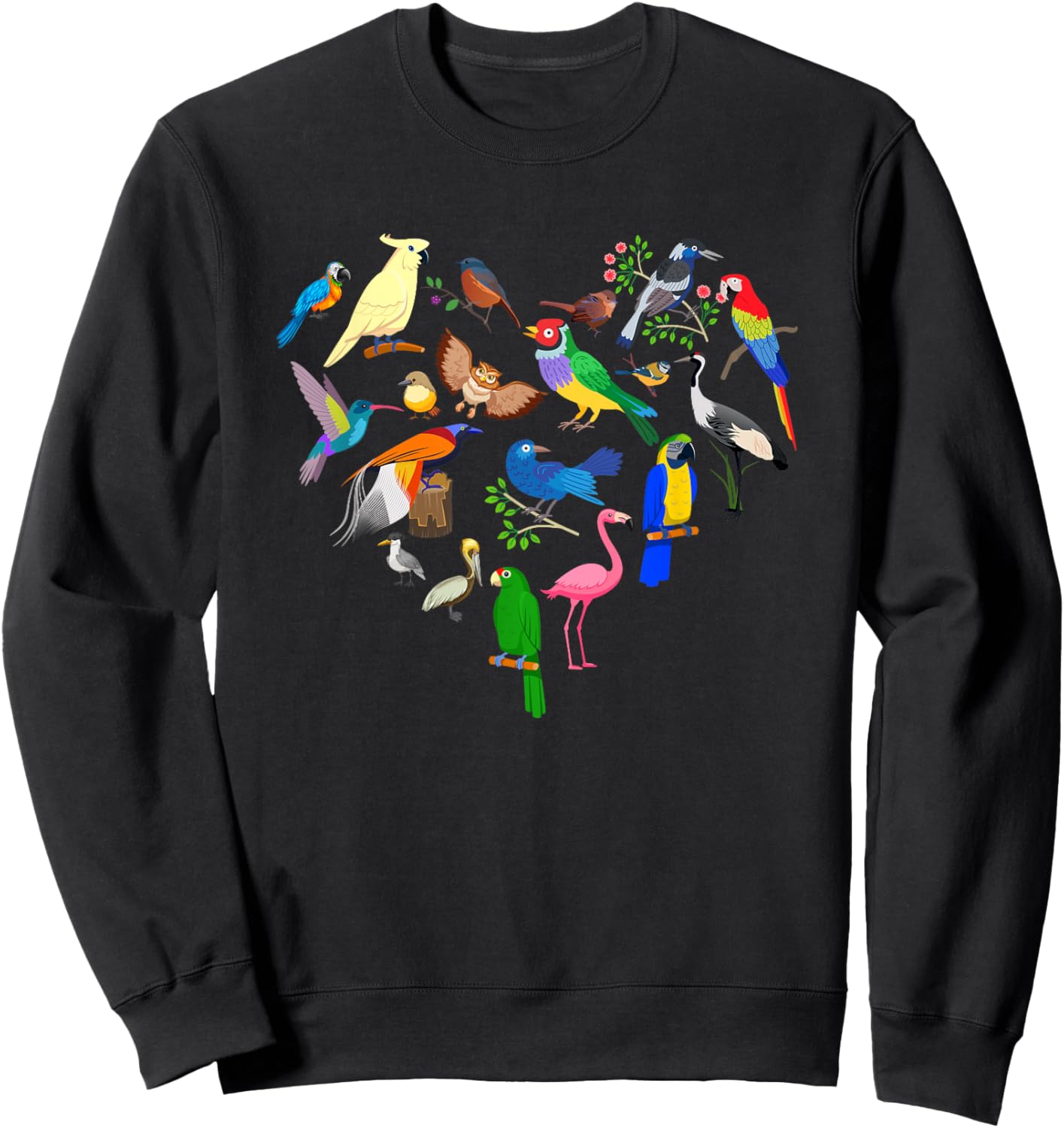 Birds Heart Birding Bird Watching Birder Cute Bird Lover Sweatshirt - Sweatshirt | Black