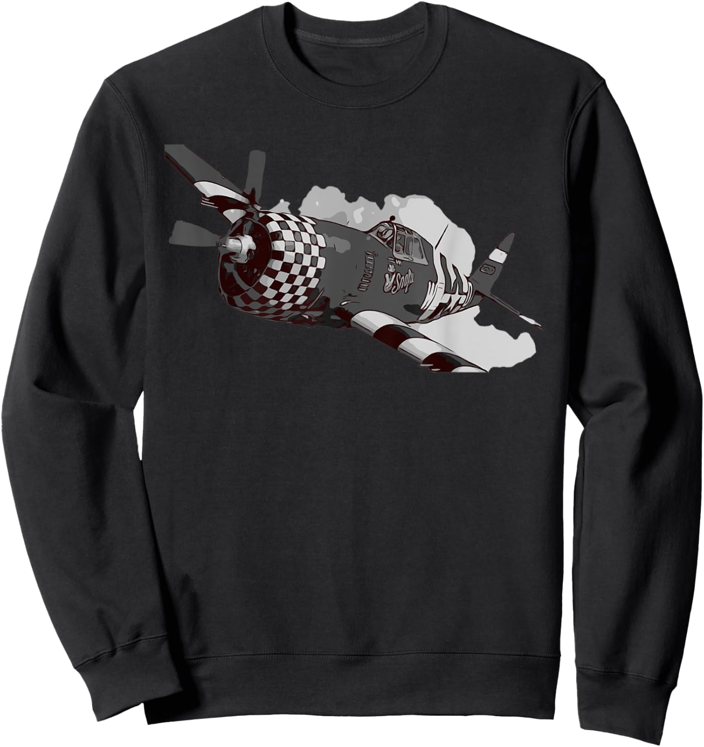 P-47 Thunderbolt Warbird Warplane Aircraft Sweatshirt - Sweatshirt | Black