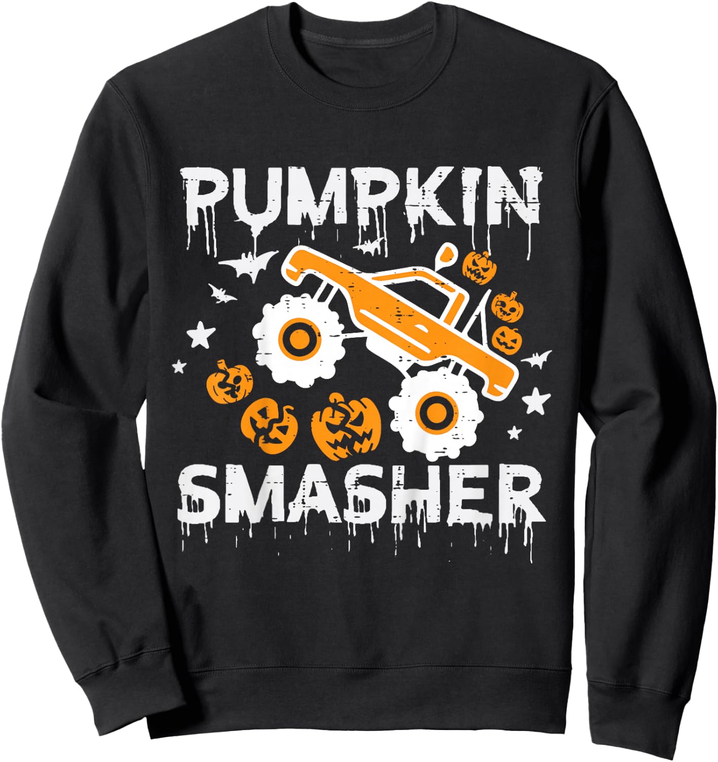 Kids Pumpkin Smasher Monster Truck Toddler Boys Halloween Kids Sweatshirt - Sweatshirt | Black